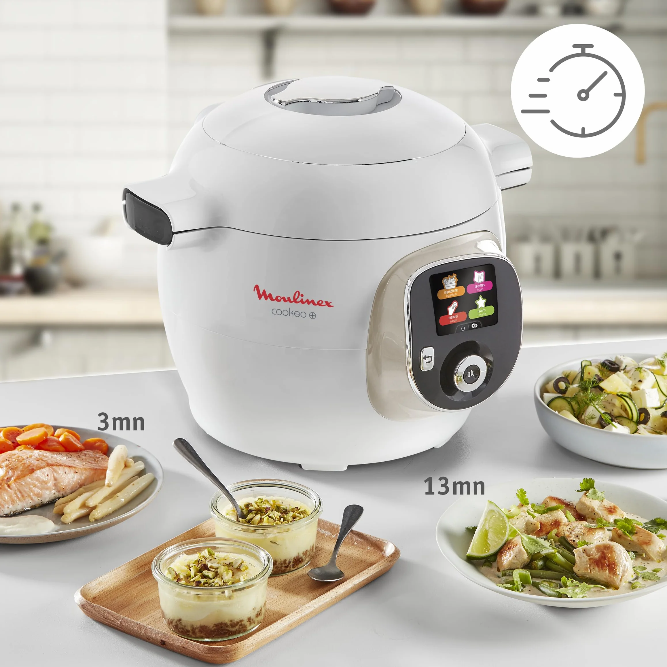 Moulinex Cookeo Multicuiseur intelligent,Capacité 6 L,Haute pression,Ecran intuitif,Guide de cuisson pas à pas+Moulinex Extra Crisp Couvercle Cookeo,Recettes croustillantes,4 programmes automatiques