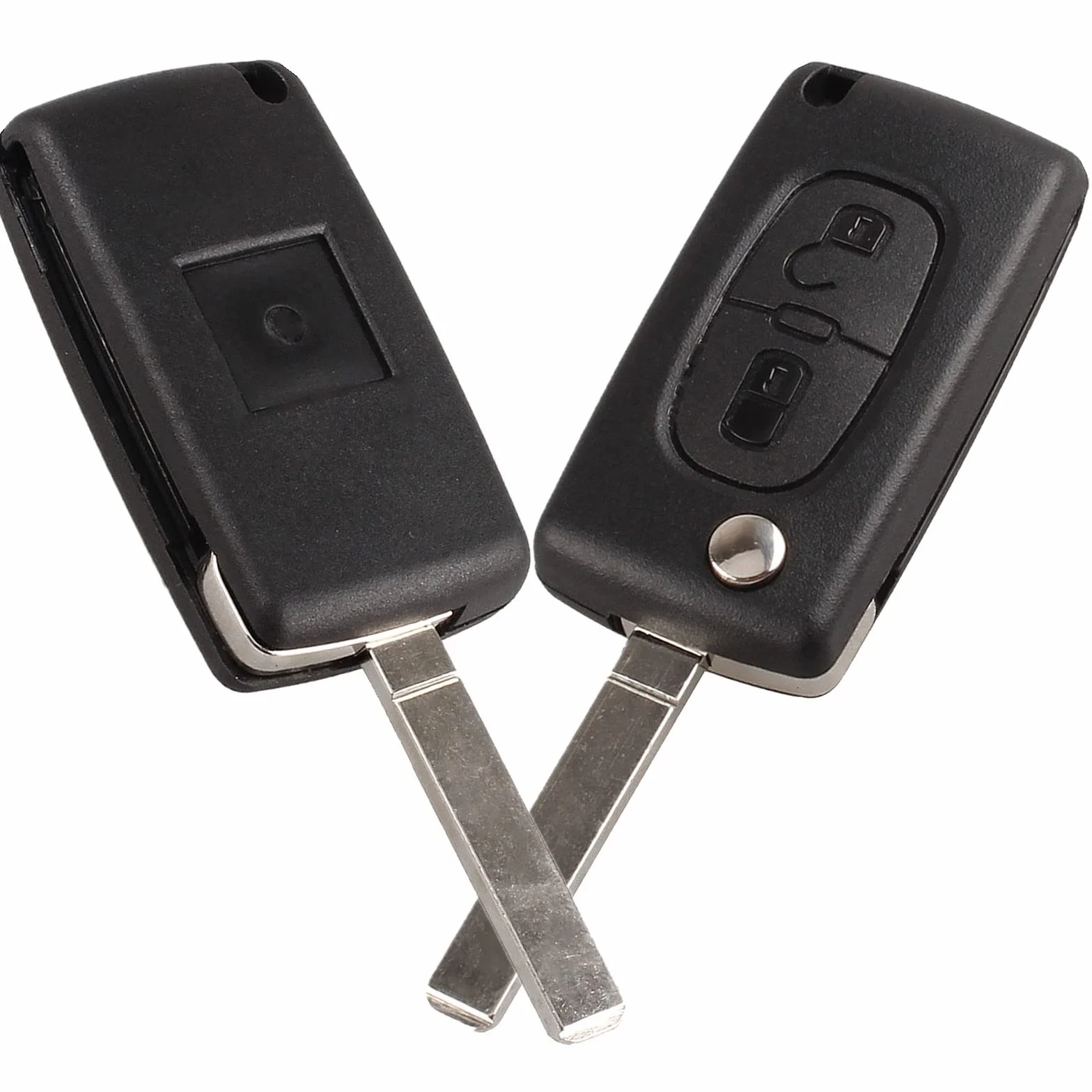 Zestaw 2 kluczyków, obudowa pilota zdalnego sterowania, kompatybilna z Citroen C2, C3, C4, C5, C6, C8, Xsara, Peugeot 107 207 307 307S 308 407 607 2BT-CE0523 HU83