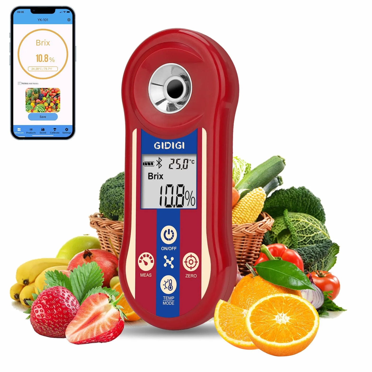Réfractomètre numérique Brix et testeur de salinité, Compteur de Sucre Brix Intelligent, réfractomètre de sel avec ATC, Plage Brix 0,0-60% pour Le Brassage de Fruits, de vin et de bière