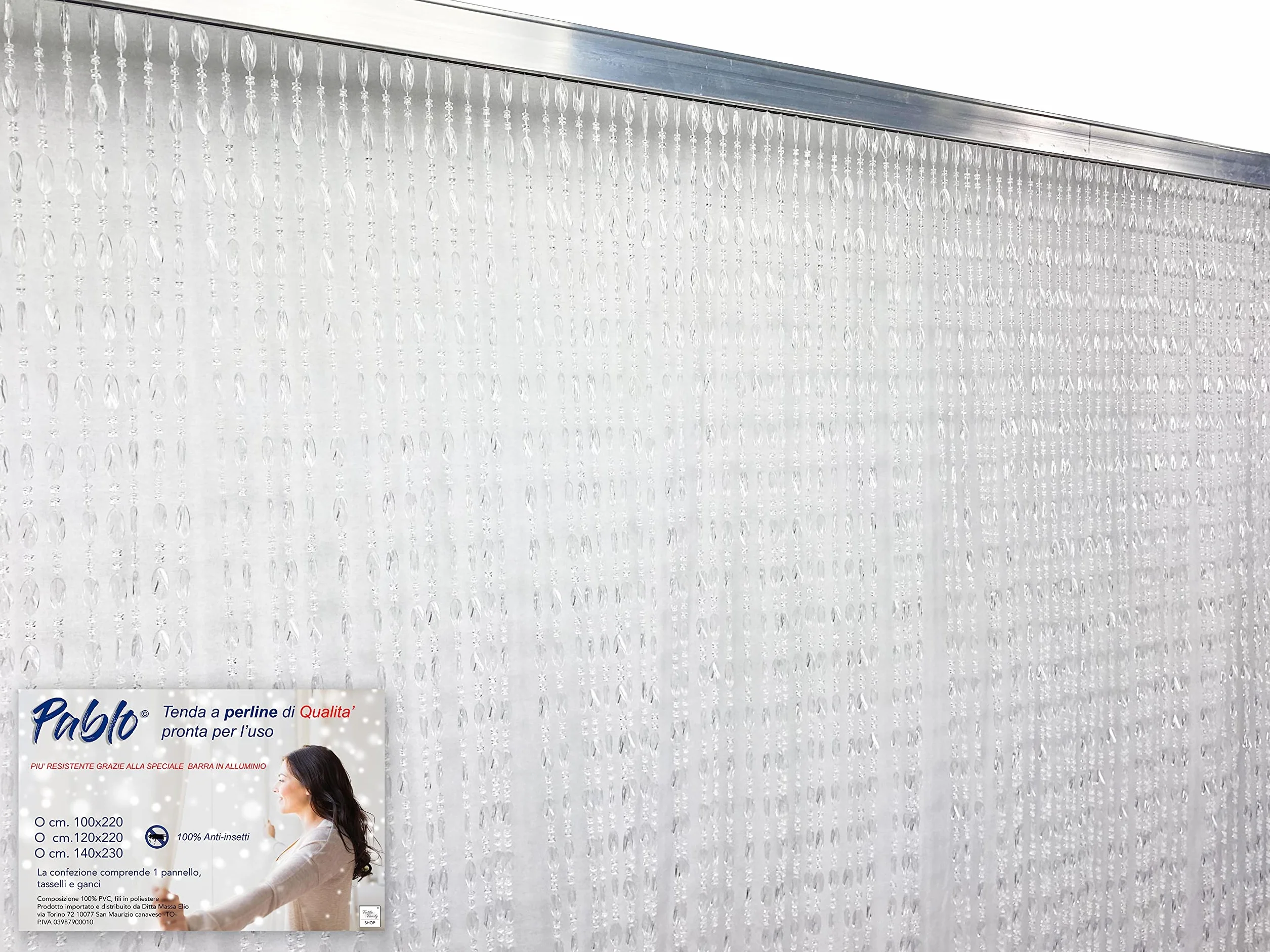 Pablo Rideau à Perles Anti-Insectes PVC Anti-Bruit 120x220 cm Transparent