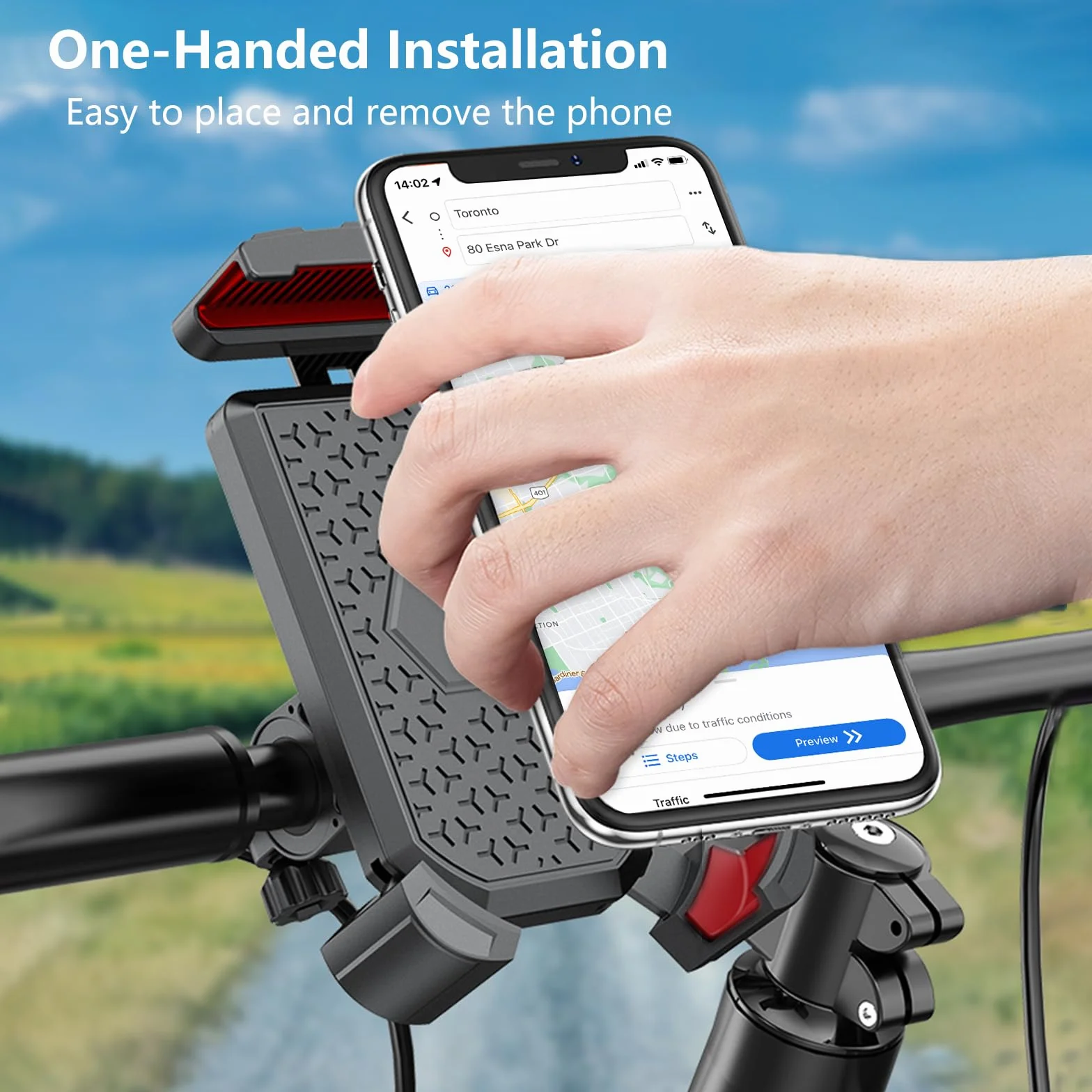Uchwyt na telefon komórkowy, rower, obracany o 360°, uchwyt na telefon komórkowy, uchwyt na kierownicę rowerową, do smartfonów o przekątnej ekranu 4,5-7,2", kompatybilny z iPhone 14/13/12/11