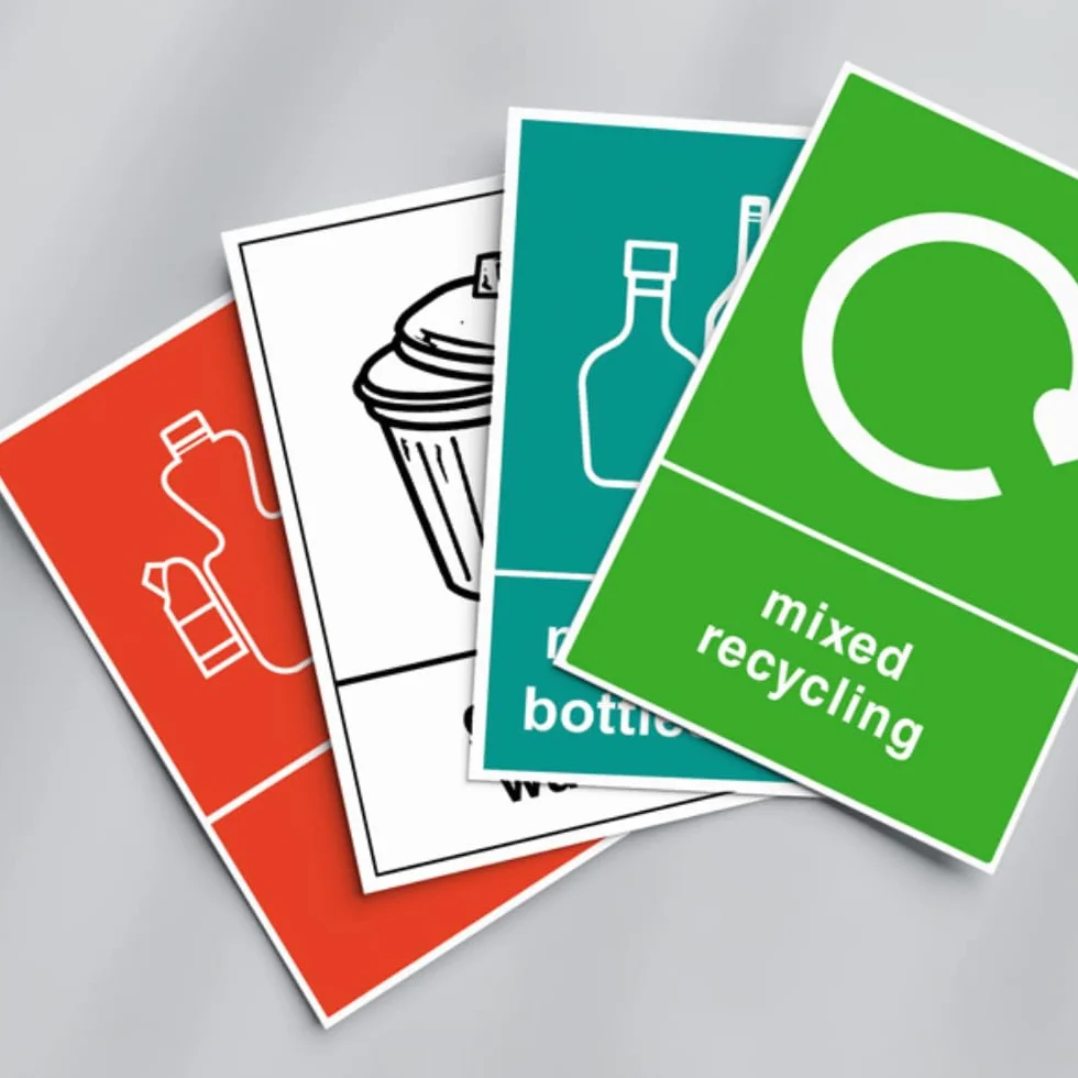 Étiquettes Autocollantes pour Poubelle de Recyclage 6 Pièces A6 100x150 mm