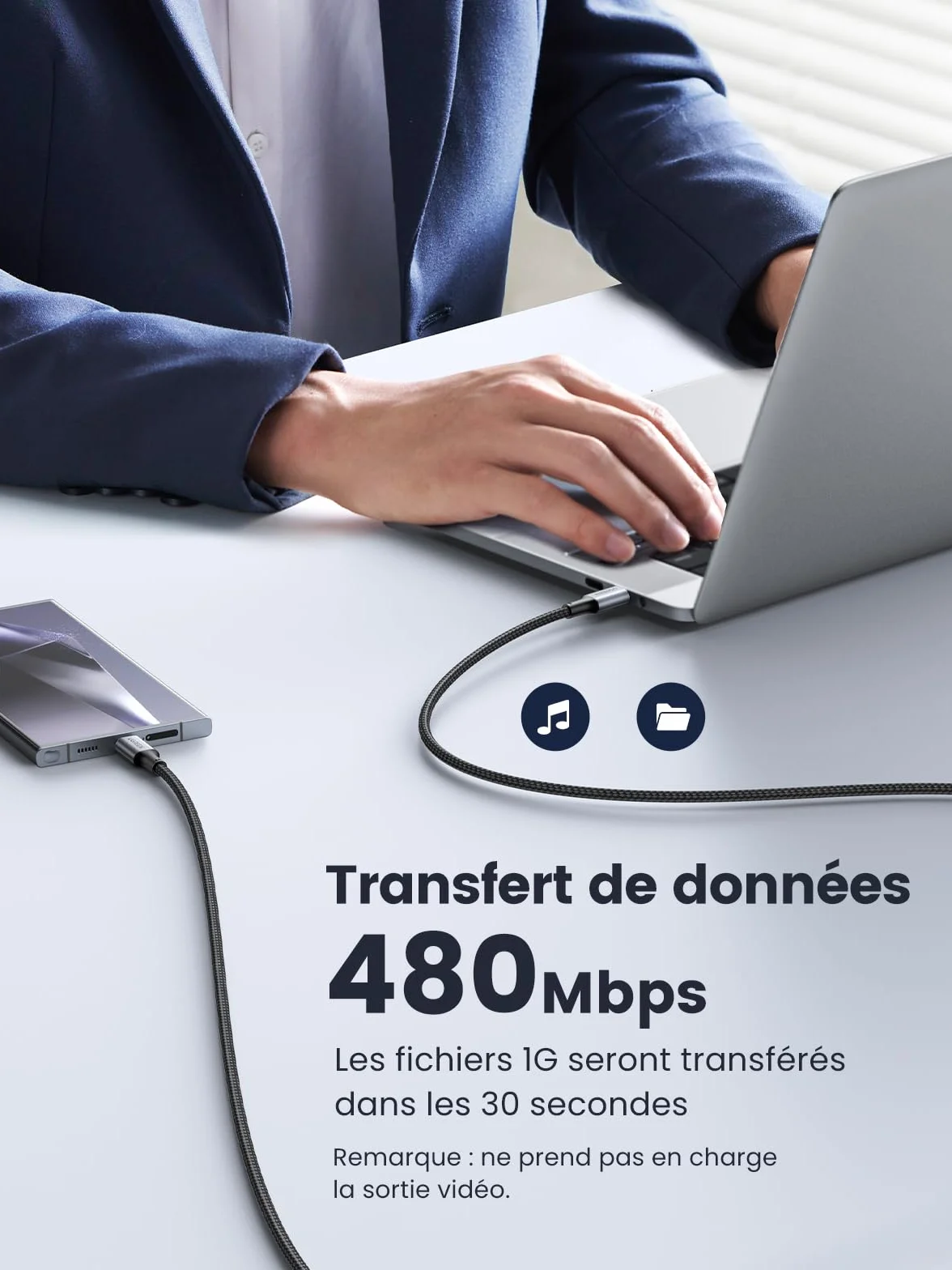 UGREEN Lot de 2 Câble USB C vers USB C PD 100W 5A 20V Charge Rapide Compatible MacBook iPad Pro iPhone 17 Pro Max Air 16 Galaxy S26 S25 Plus Ultra S24 A55 Steam Deck PS5 Manette 2M