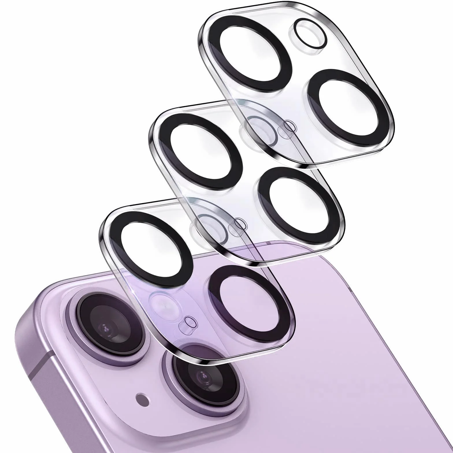 3 sztuki szkła ochronnego na aparat kompatybilne z iPhone 15/iPhone 15 Plus, ochrona aparatu [szybka instalacja 10S, odporna na zarysowania, twardość 9H, przezroczyste HD, pełna ochrona