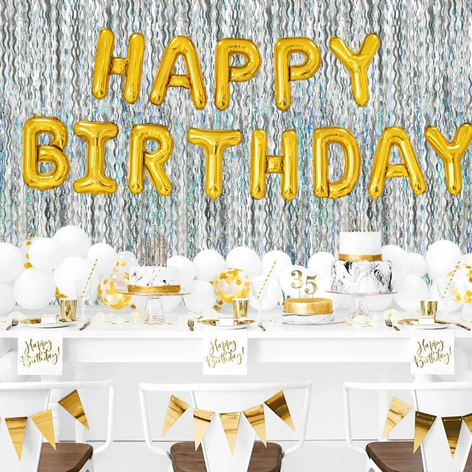 Rideau Anniversaire Argenté 1 m x 2 m Paillette Forme de S Frange Métallique pour Fêtes Mariages Photographie