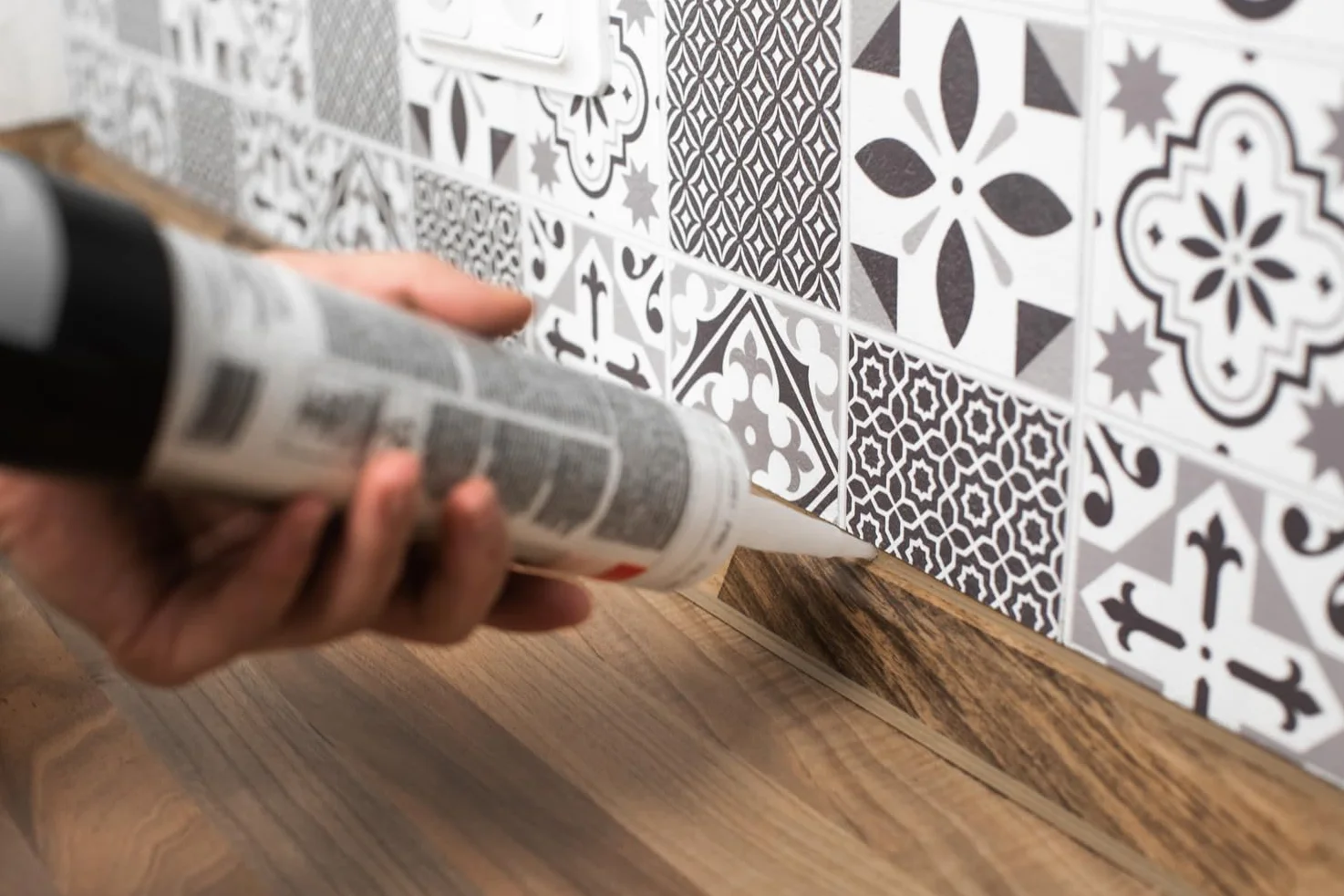 d-c-fix Oriental Tuile Dalles Murales Adhésives Lot de 6 33x33 cm Carrelage Adhésif Cuisine Salle de Bain Gris Crédence Adhésive Étanche Décoratif