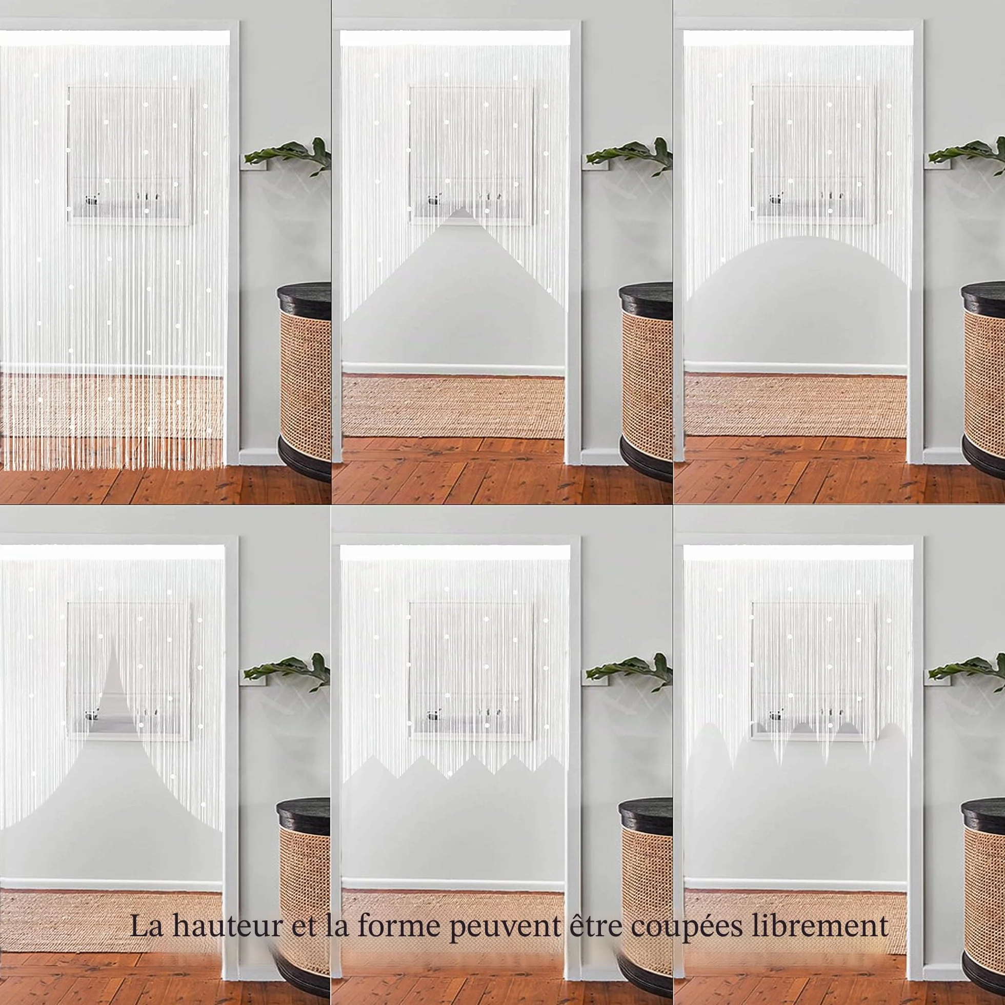 Rideau De Porte en Perles Anti Mouches Exterieur 90x200cm Blanc