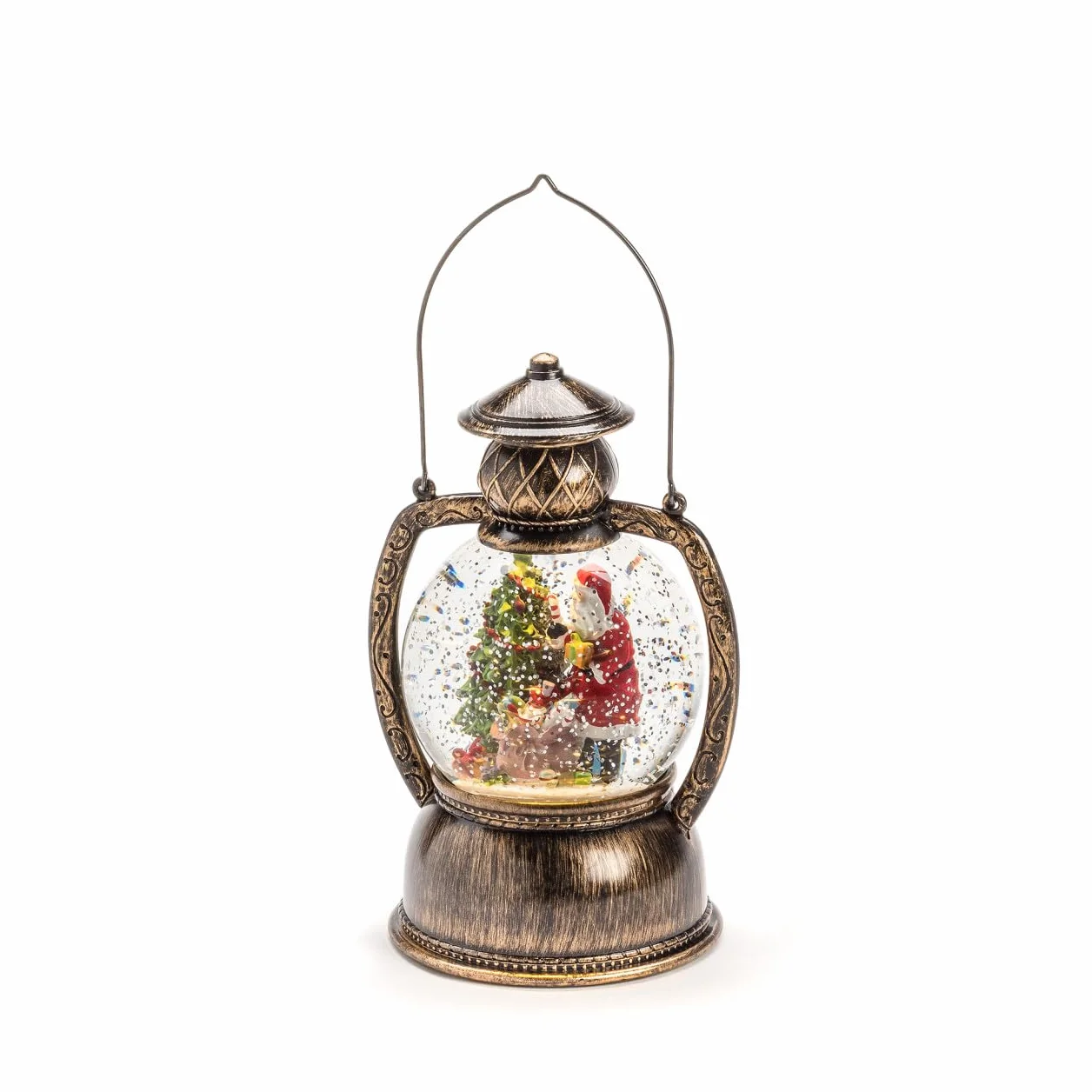 Lanterne à bille LED Konstsmide 3497-000 Père Noël, avec minuterie de 5 h, remplie d'eau, blanc chaud, à piles, intérieure, scène du père Noël, diamètre 12,7 cm