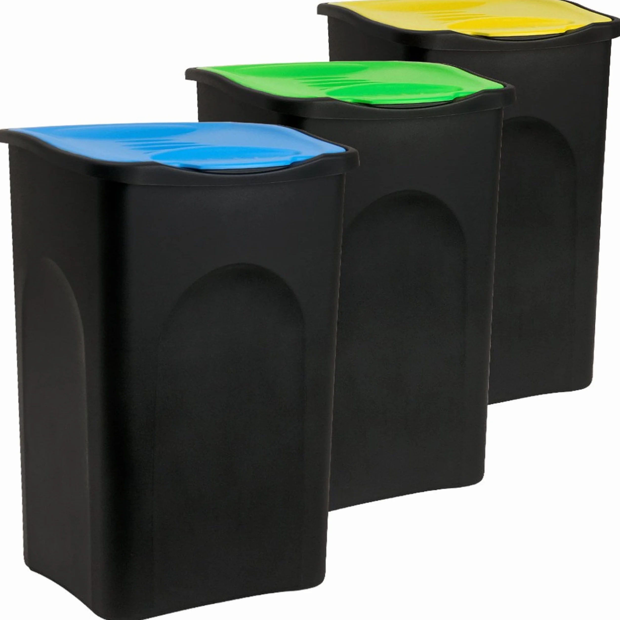 Deuba Poubelle tri sélectif 50L couvercle basculant sans odeur cuisine salle de bain