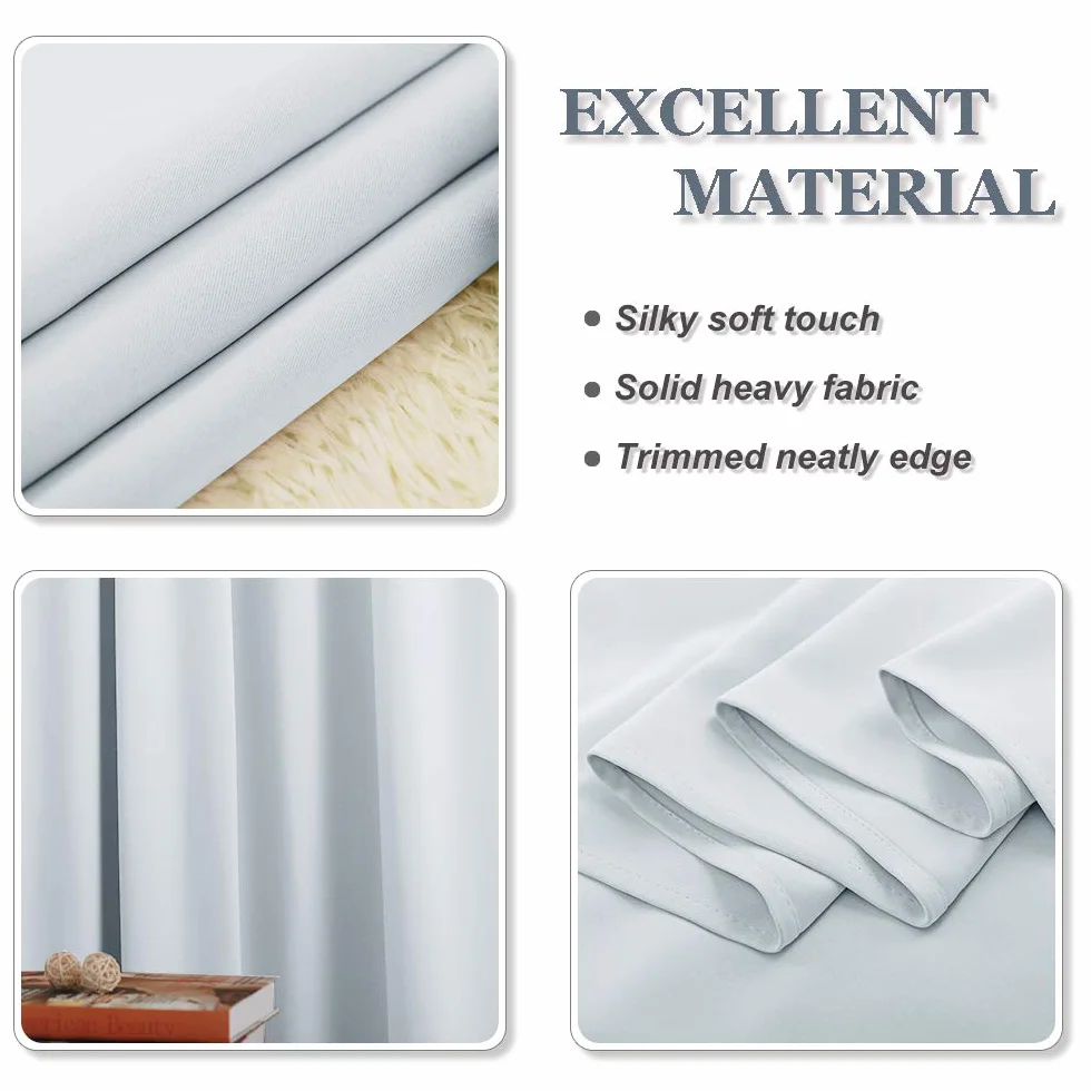 PONY DANCE Rideau Occultant Thermiques Isolants Anti Froid Grande Largeur 300x260 cm Gris Blanc