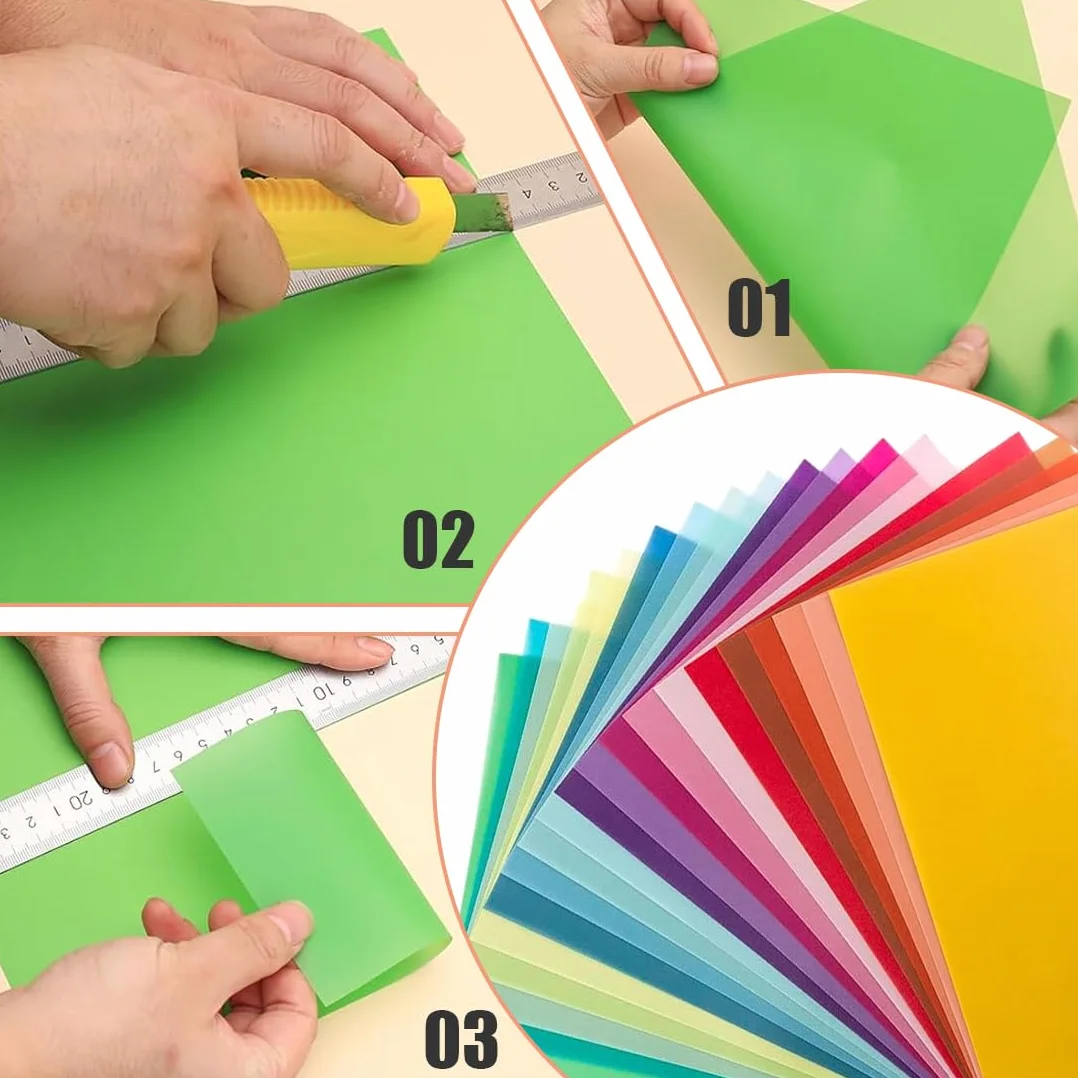 YAYNO Papier Vitrail Couleur A4 20 Pièces 20 Couleurs Différentes Transparent pour Loisir Creatif