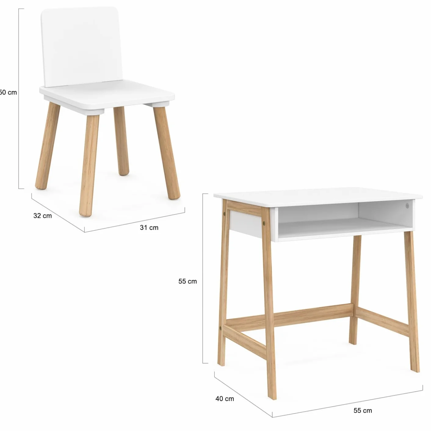 IDMarket - Ensemble Bureau Enfant Anatole avec Niche et 1 Chaise Blanc et Bois