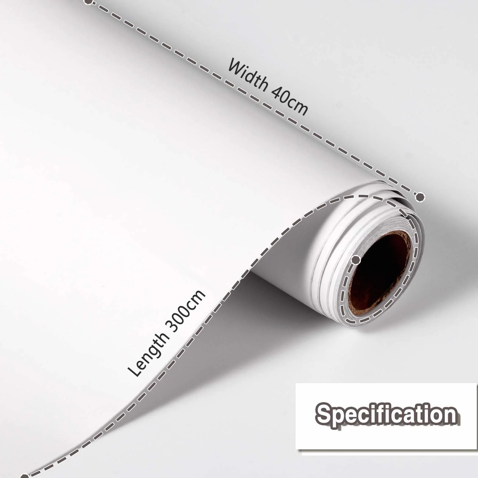 Papier Adhesif pour Meuble, 40 x 300 cm Mat Blanc, Rouleau Autocollant Film