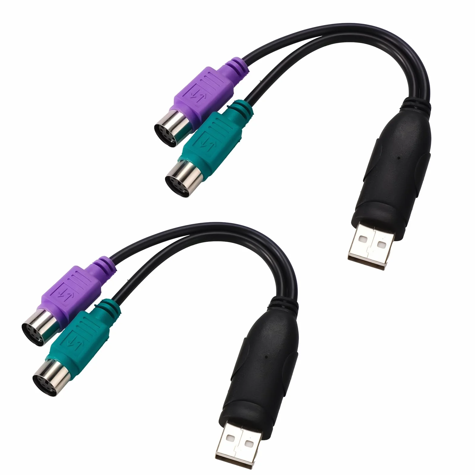 Adaptateur PS2 Vers USB 18,9cm Convertisseur Clavier Souris PS/2 vers USB Ports Violet Vert