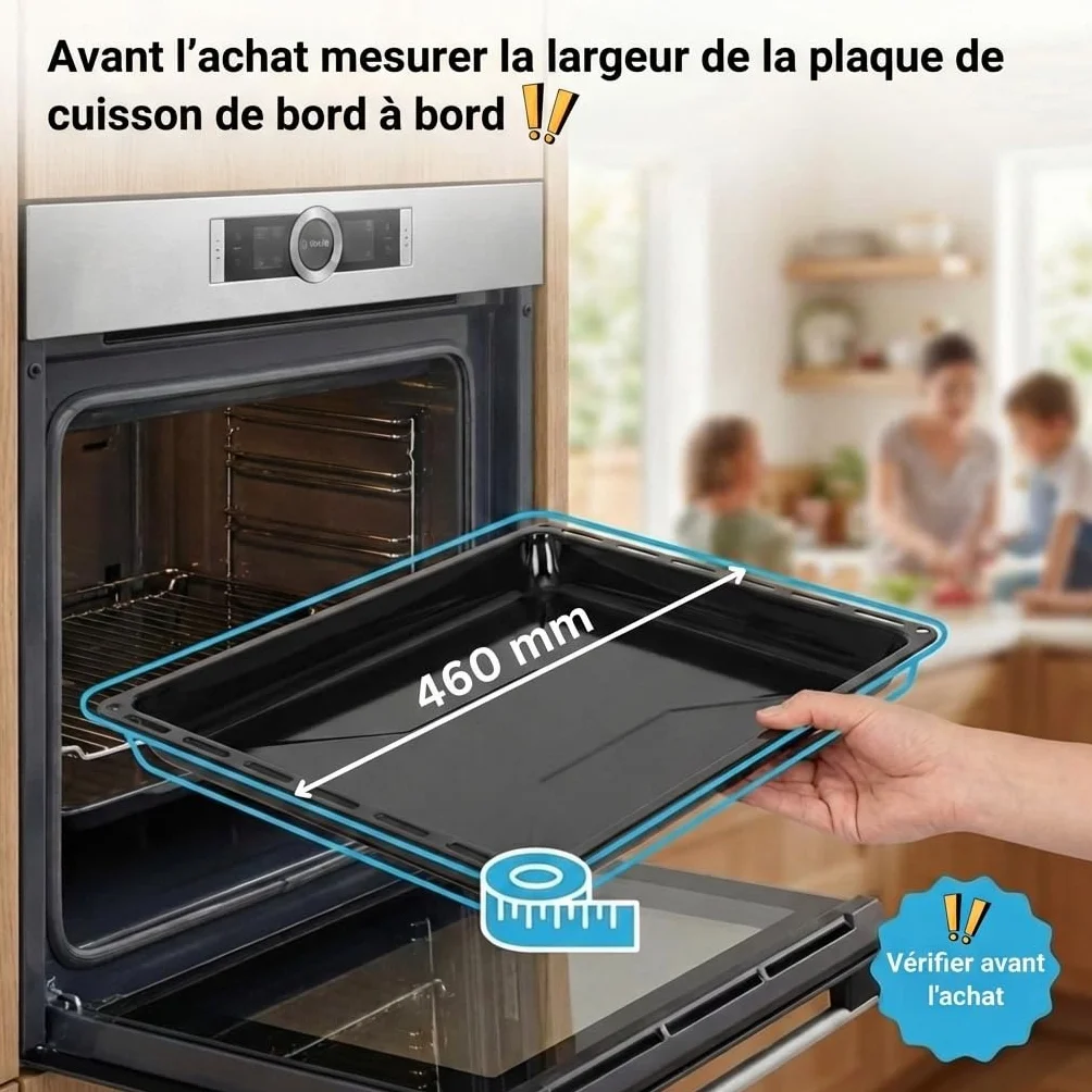 ICQN Set Plaque de Four 46 × 37 × 3 cm + Grille, Compatible avec Beko, Bosch, Grundig & Samsung, Plaque Émaillée 30 mm + Grille de Cuisson