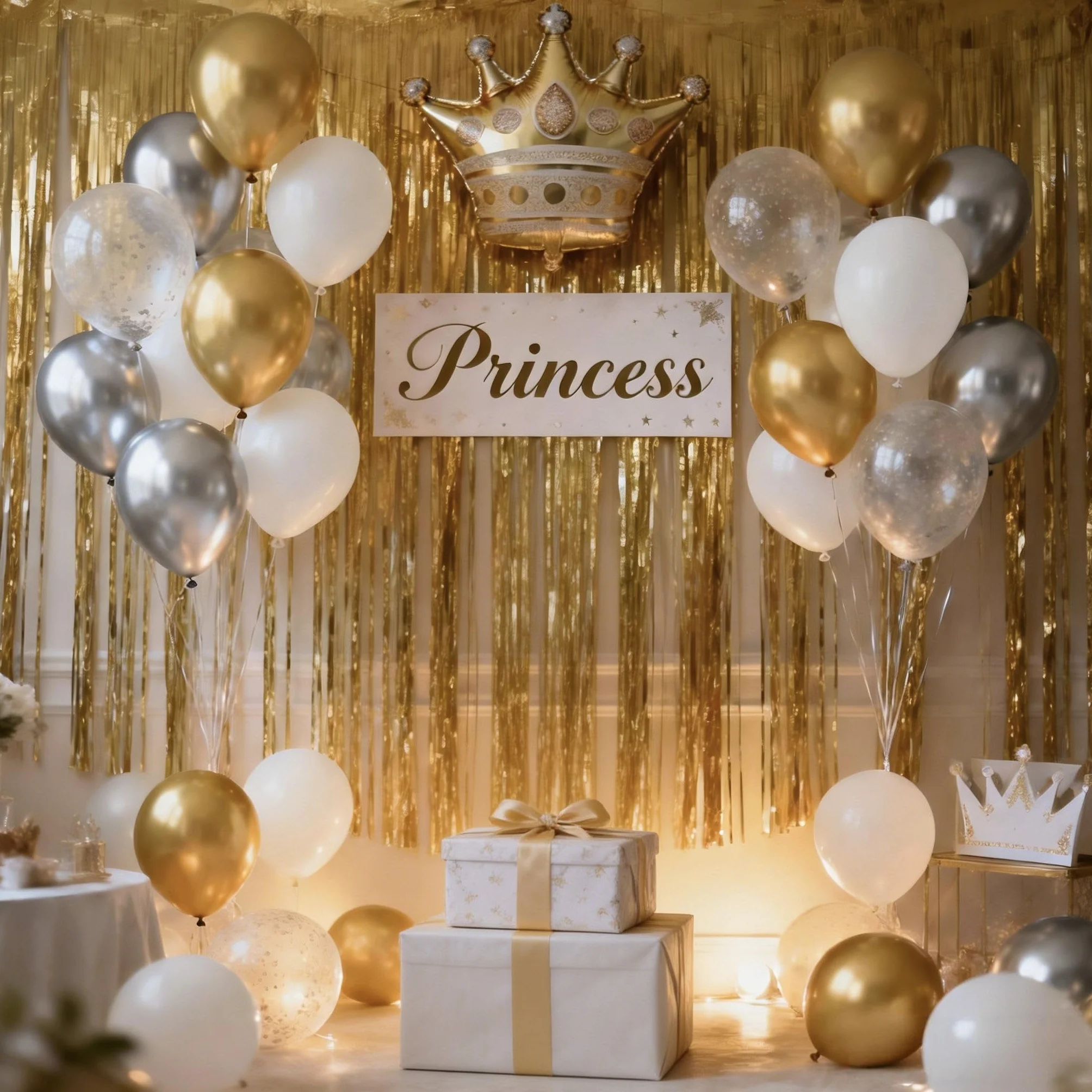 Rideau Métallique Doré 1m x 2m 6 Pièces pour Fête Anniversaire Mariage
