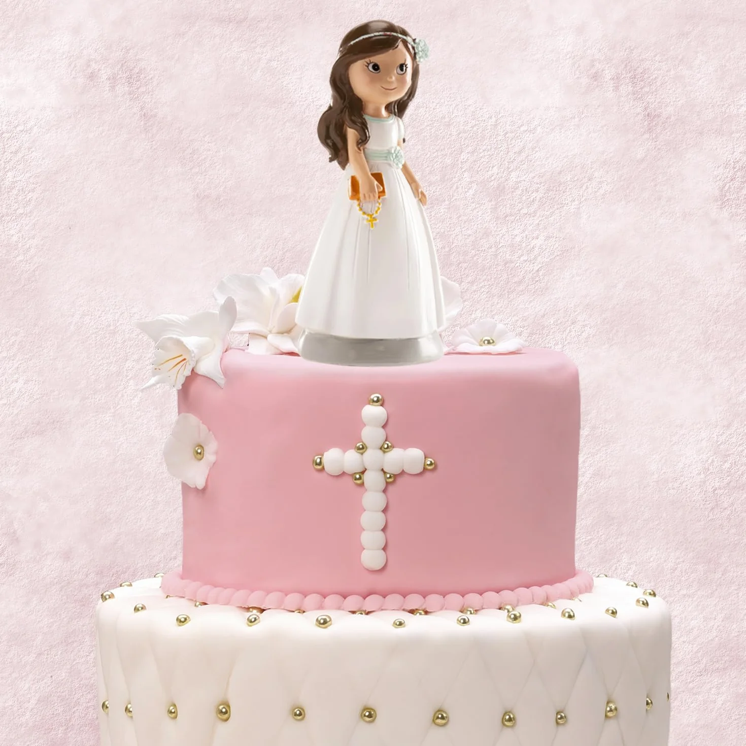 Figurine Décorative Première Communion Fille Catéchisme Résine 13 cm Design Original Contact Alimentaire