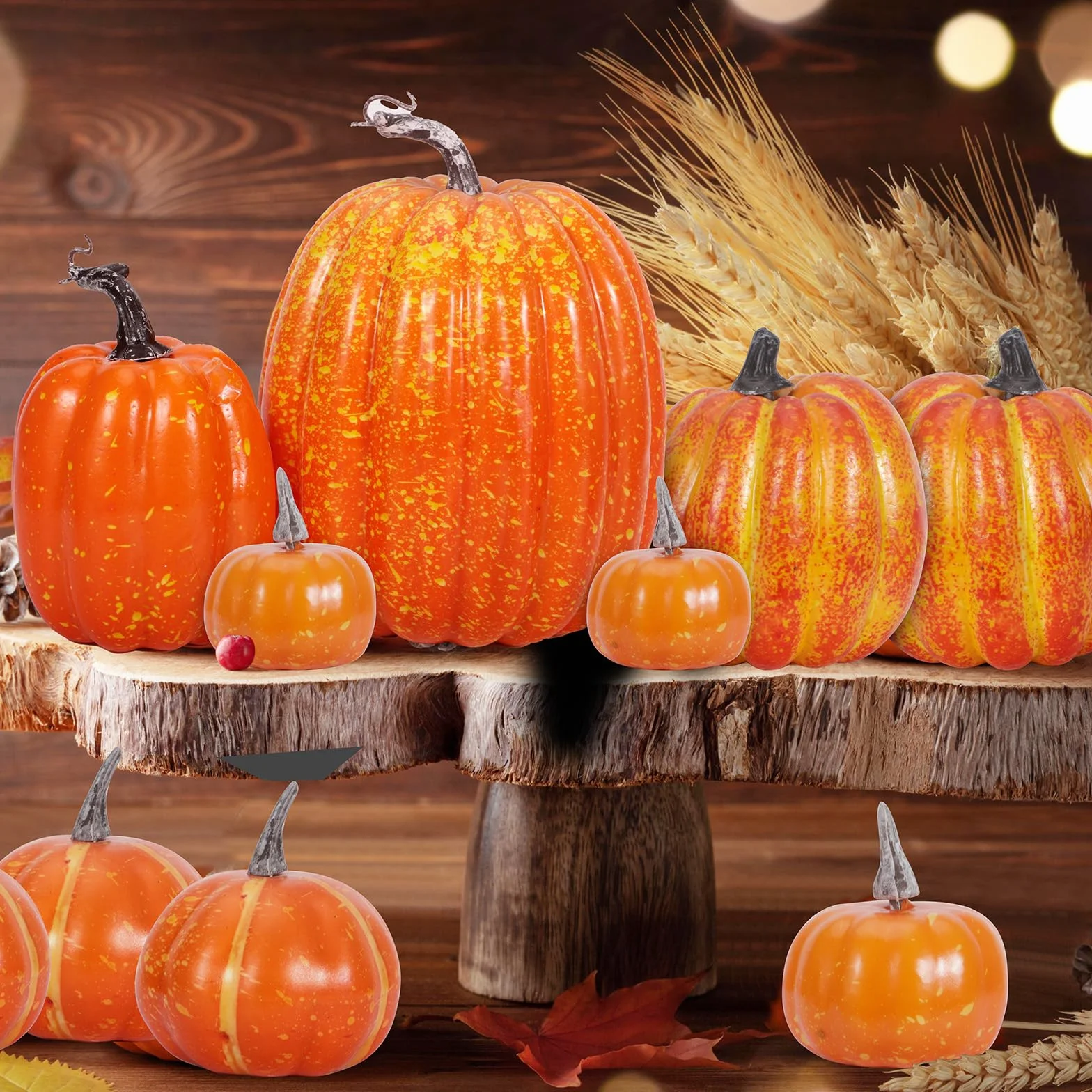 Citrouilles de Décoration Artificielles, 12 Pièces, Automne, Ensemble de 5 Tailles