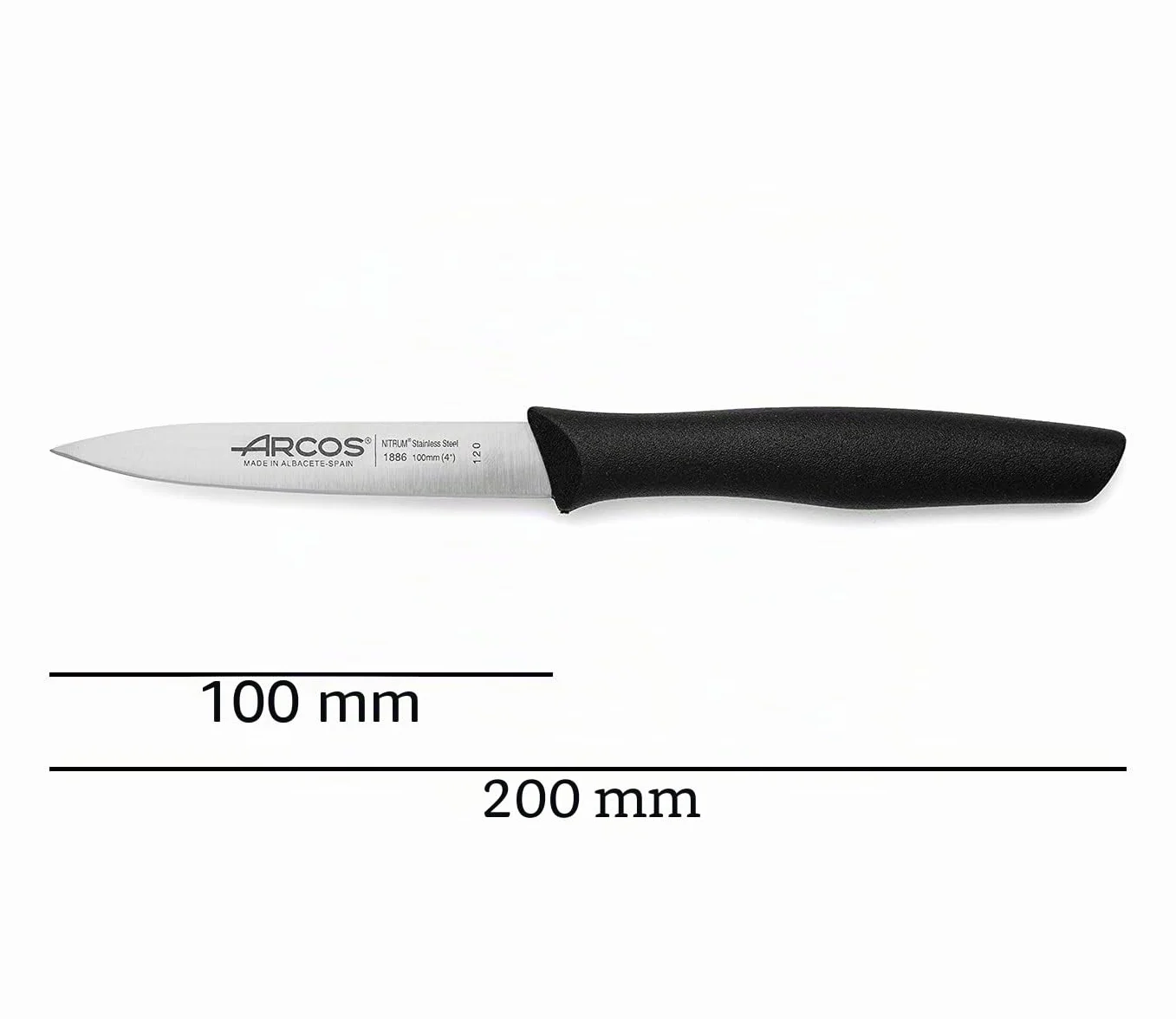Arcos Lot de 3 Couteaux d'Office Nova Lame 100 mm Acier Inoxydable Manche Polypropylène Noir