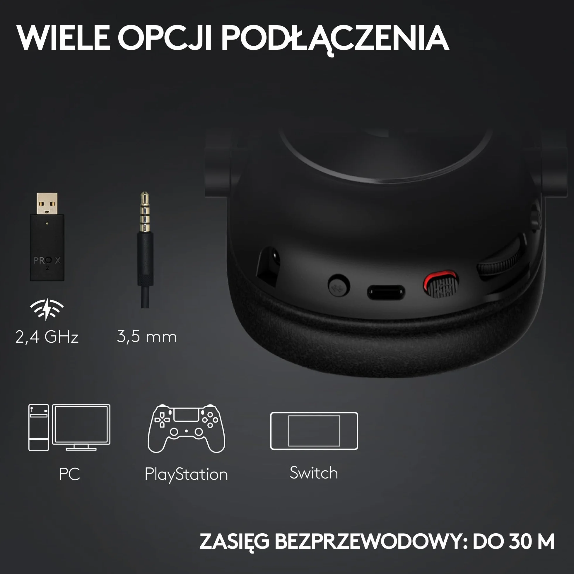 Logitech G PRO X 2 LIGHTSPEED, bezprzewodowe słuchawki, odłączane ramię mikrofonu, grafenowe 50 mm, DTS:X 2.0–7.1 Surround, Bluetooth/USB/Aux 3,5 mm, PC, PS5, PS4, Nintendo Switch - Magenta