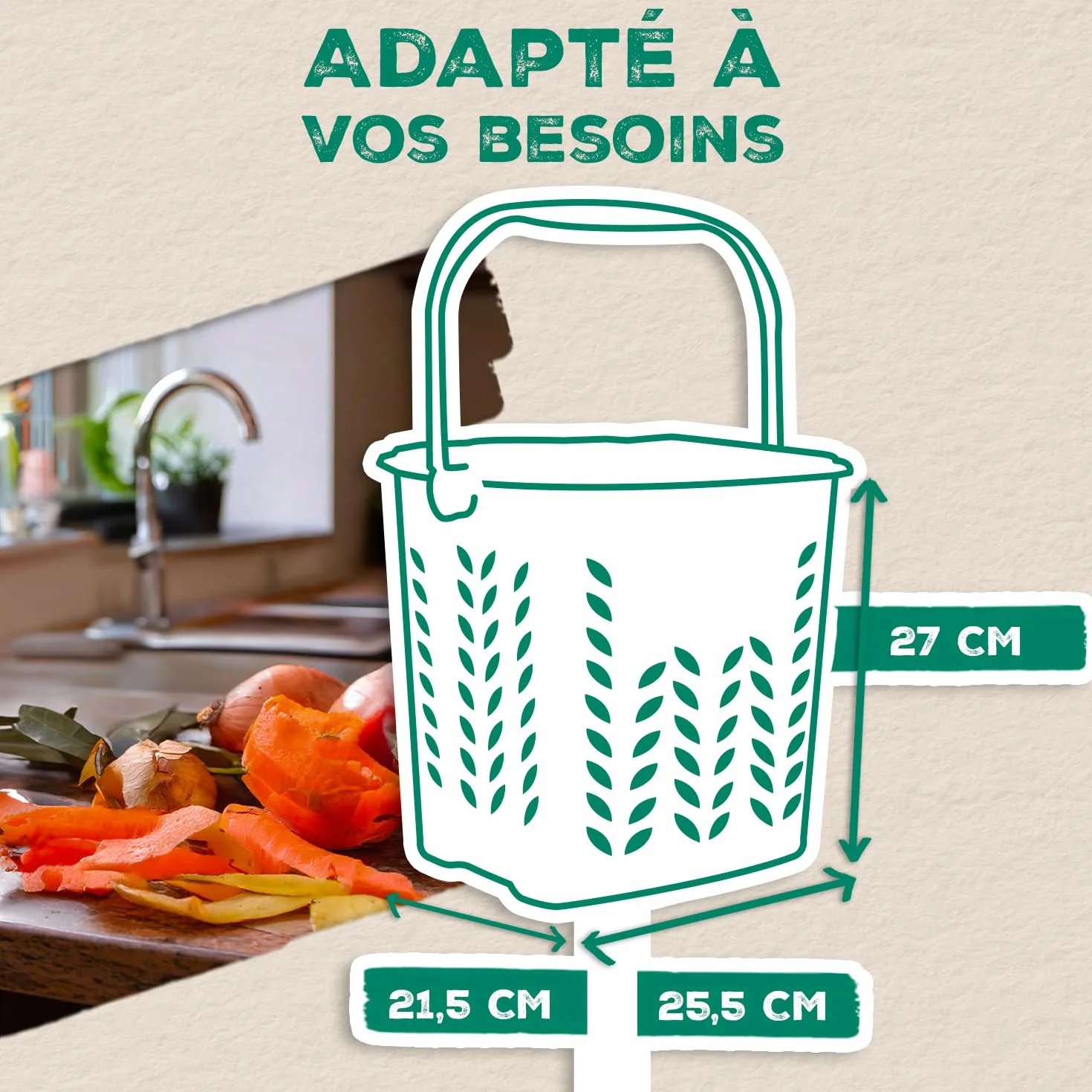 Alfapac by Solubio Poubelle à Compost 10 Litres Déchets Organiques