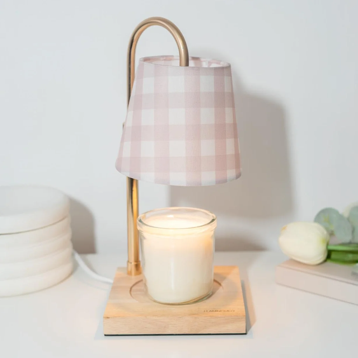 Flamingueo Lampe Chauffe Bougie - Candle Warmer Lamp - Deco Chambre - Intensité Réglable - avec Minuterie - Hauteur Réglable