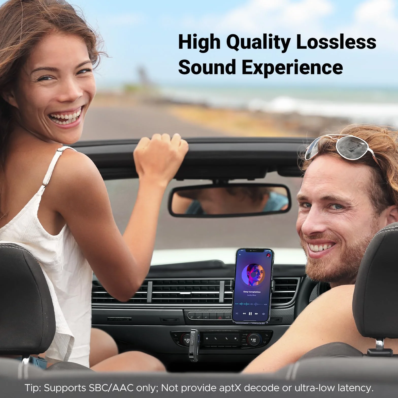 UGREEN Adapter Bluetooth 6.0 Samochodowy Bluetooth z Gniazdem AUX 3.5 mm i Wbudowanym Mikrofonem Połączenia w Trybie Głośnomówiącym z Głośnikiem Samochodowym.（Czarny）