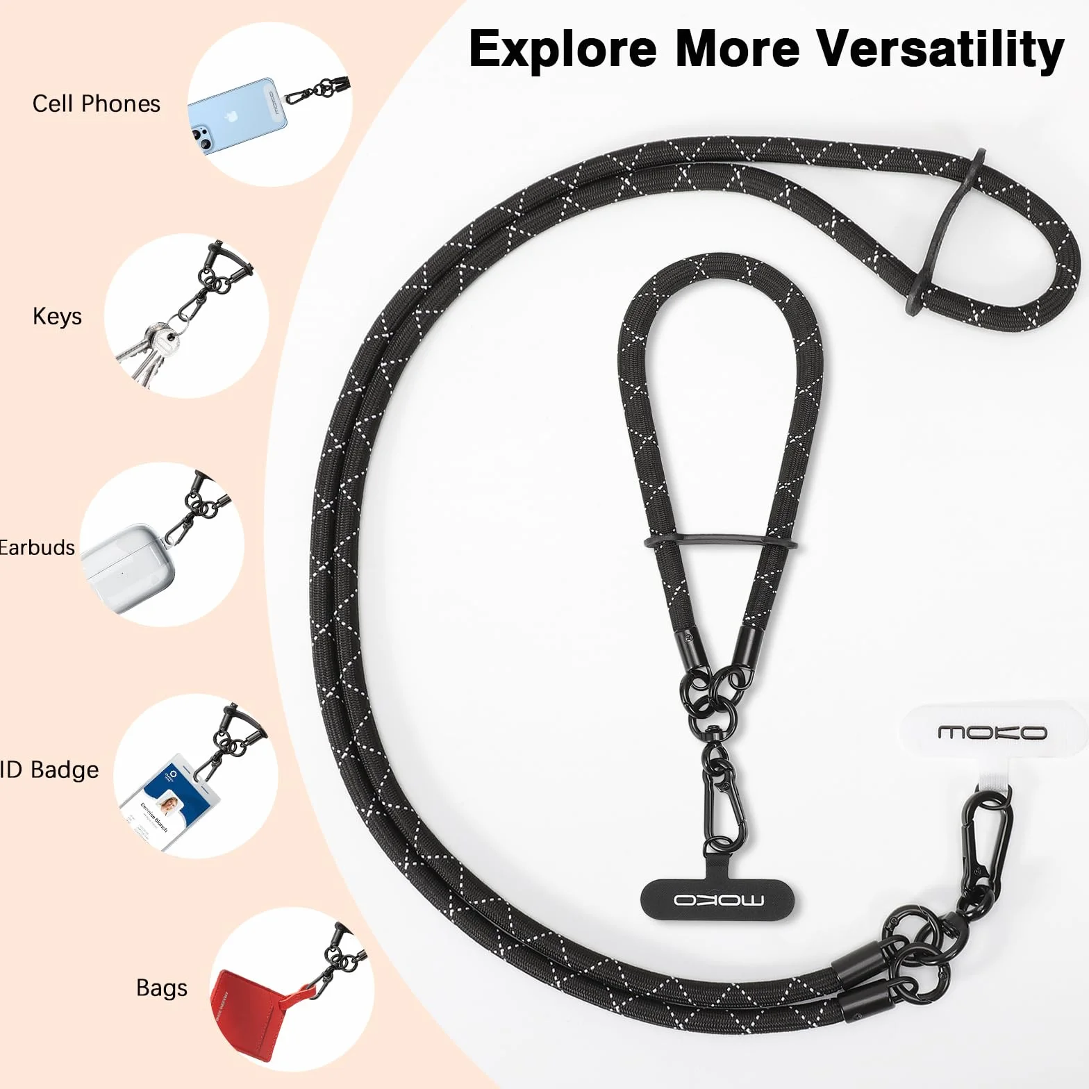 MoKo Smycz do telefonu crossbody, regulowana smycz do telefonu komórkowego