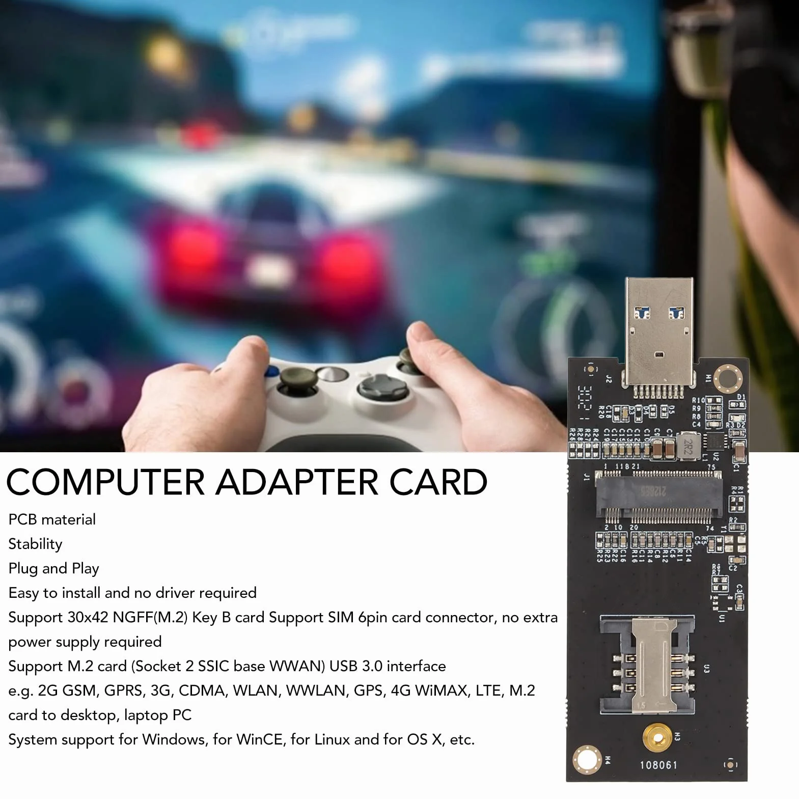 Karta Adaptera NGFF na USB 3.0, moduł Interfejsu 3G 4G WWAN LTE M.2 dla Systemu dla Systemu Linux, Plug and Play