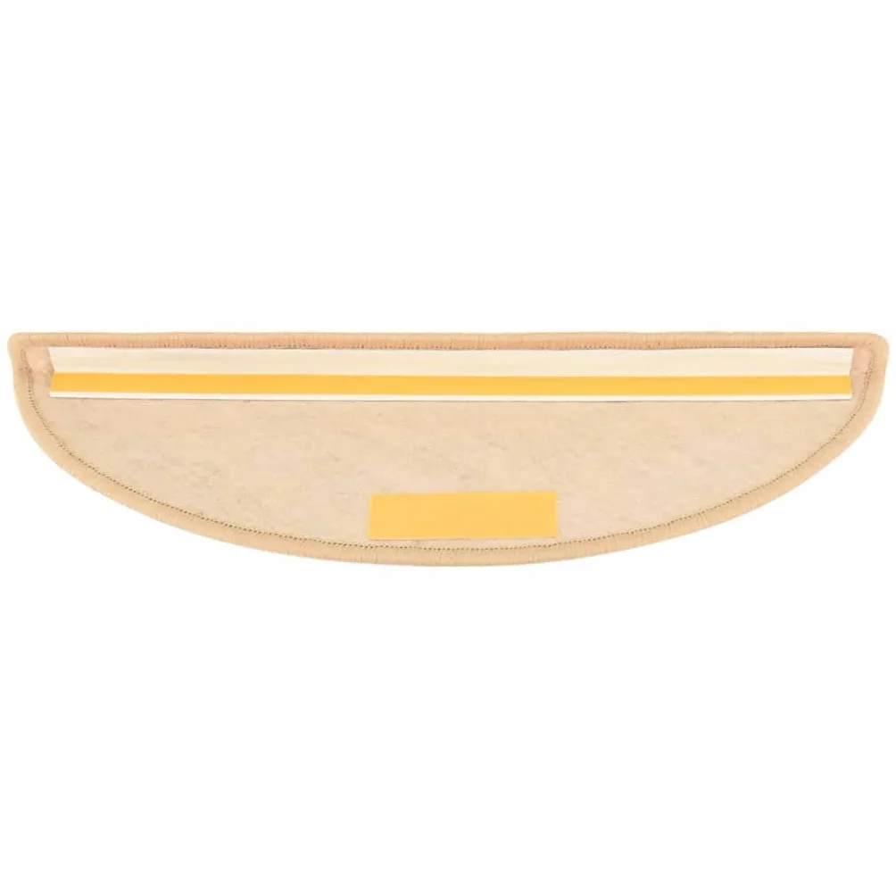 Tapis d'Escalier Autocollants 15 pcs Antidérapantes Insonorisantes 56x17x3 cm Beige Clair