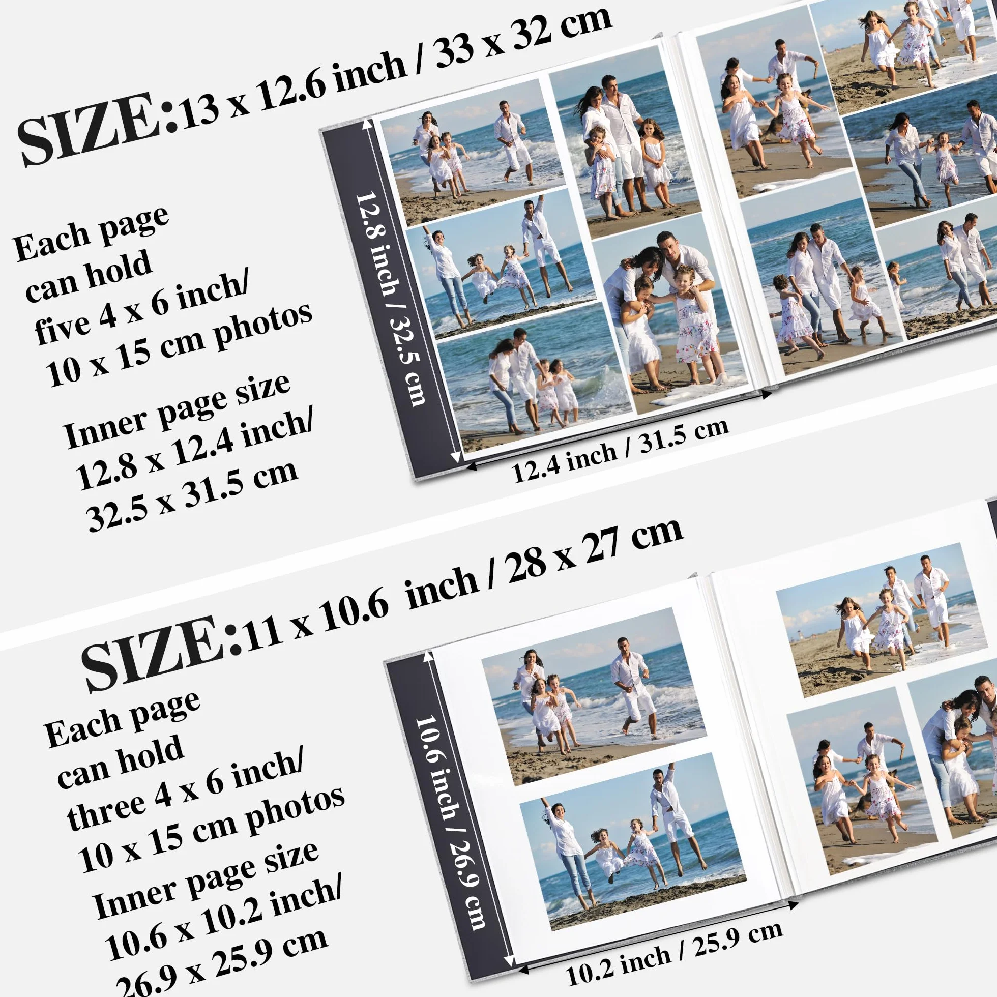 Album Photo Adhésif Couverture en Lin 33 x 32 cm Scrapbook DIY Noir