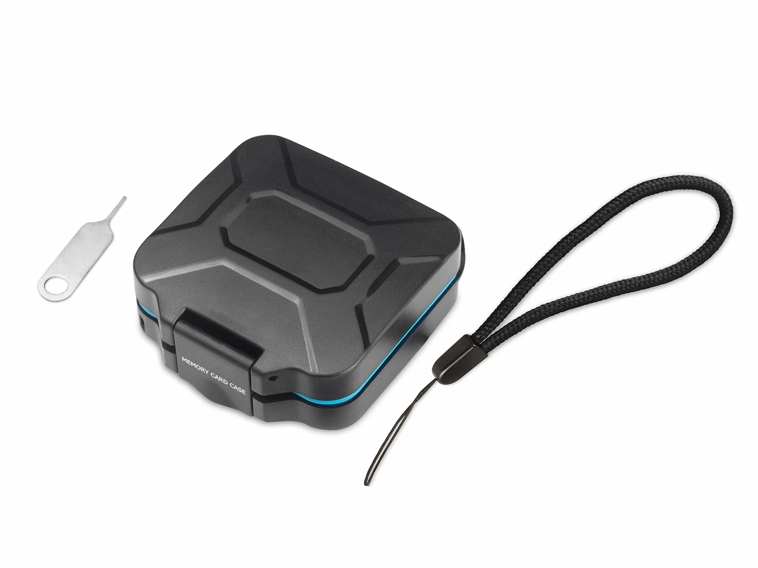 Etui ochronne na karty pamięci • Etui na karty pamięci • Etui na 4 karty SD i 4 karty Micro SD i Sim • Zawiera sznurek do przenoszenia i igłę do karty SIM