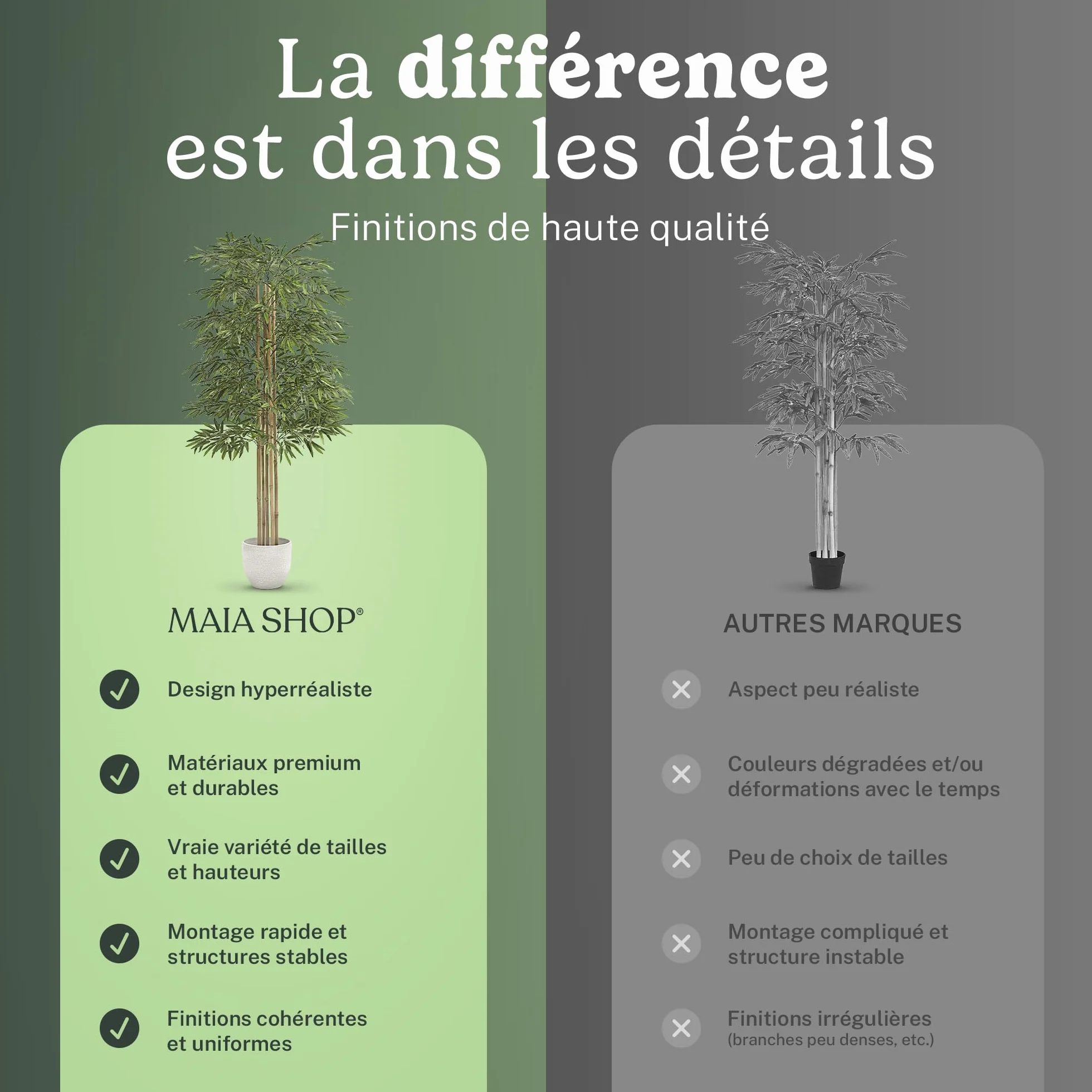 Bambou Artificiel 150 x 70 cm Plante Artificielle Intérieur Fausse Plante Arbre Artificiel Décoration
