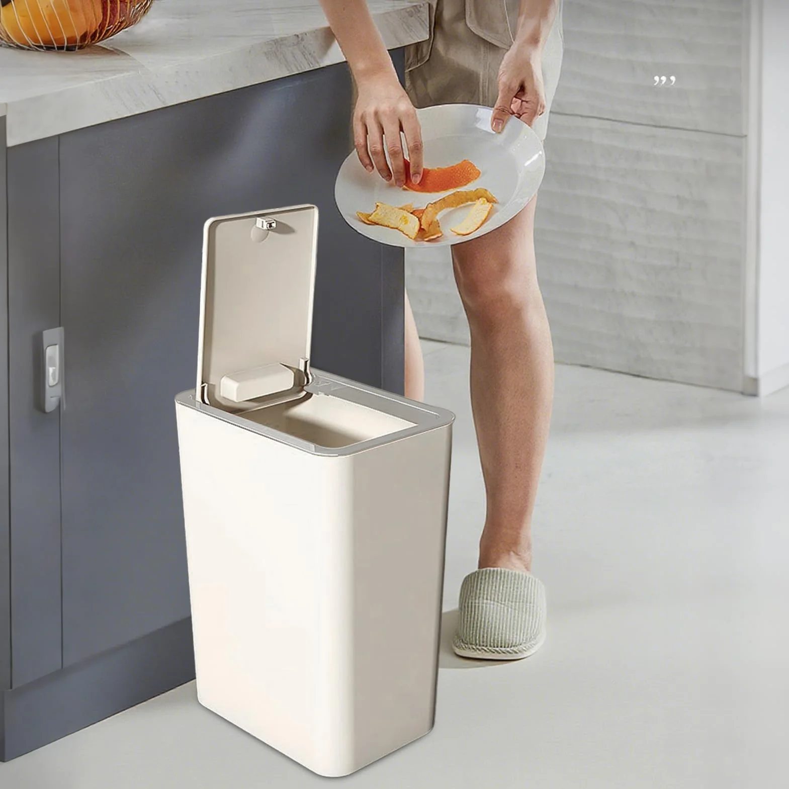 Poubelle Avec Couvercle 10L Pour Bureau Maison Salle De Bain Intérieur
