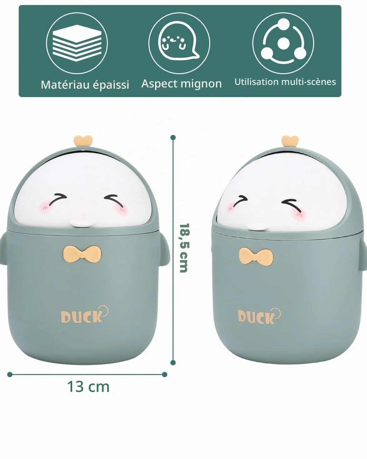 Huifoo Mini poubelle de table couvercle corbeille à papier Kawaii boîte de rangement bureau