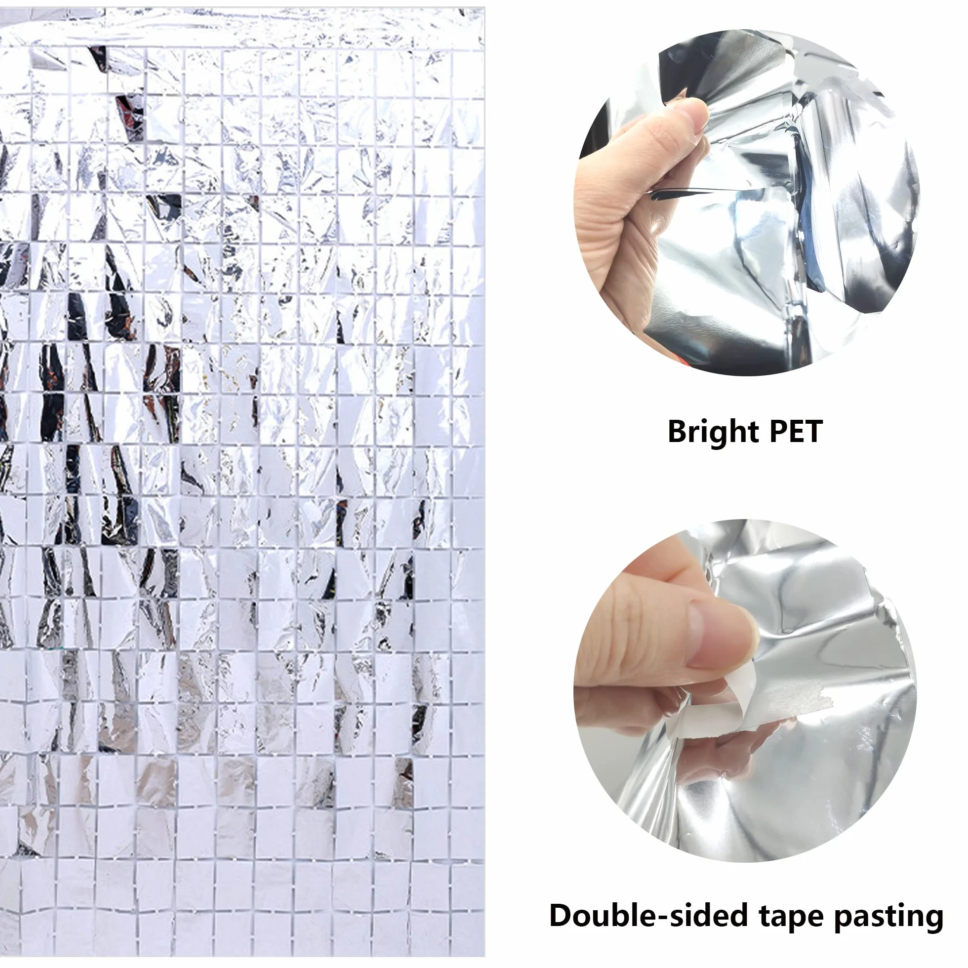 Rideau Scintillant Paillettes Aluminium à Franges 1x2 m Argent Décoration Fête Mariage