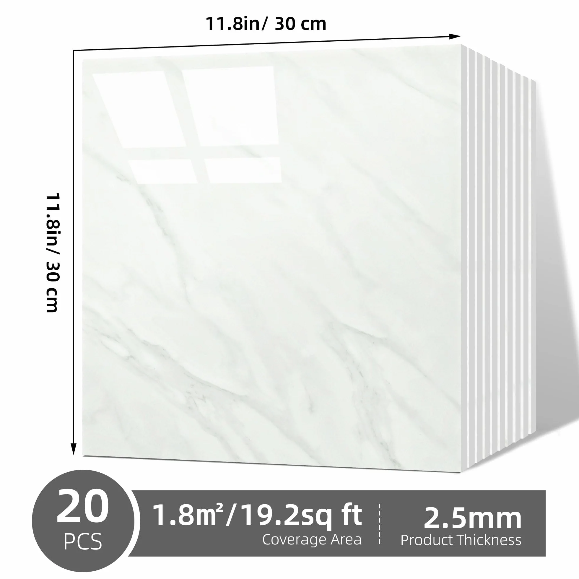 Vieshful Carrelages Adhésifs en Marbre 30 x 30 cm pour Cuisine Salle de Bains