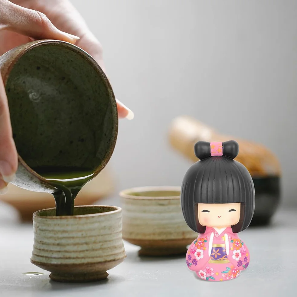 Abaodam Poupée Kimono Japonaise en Résine 4 Pouces Décoration Artisanale