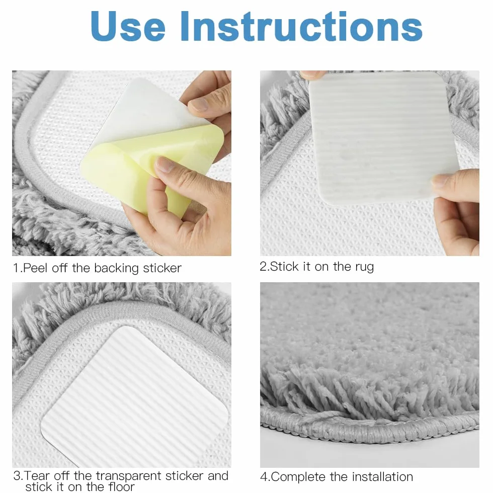 HOTUT Anti Derapant Tapis Lavable 8 Pièces Antidérapant Coupeable Blanc