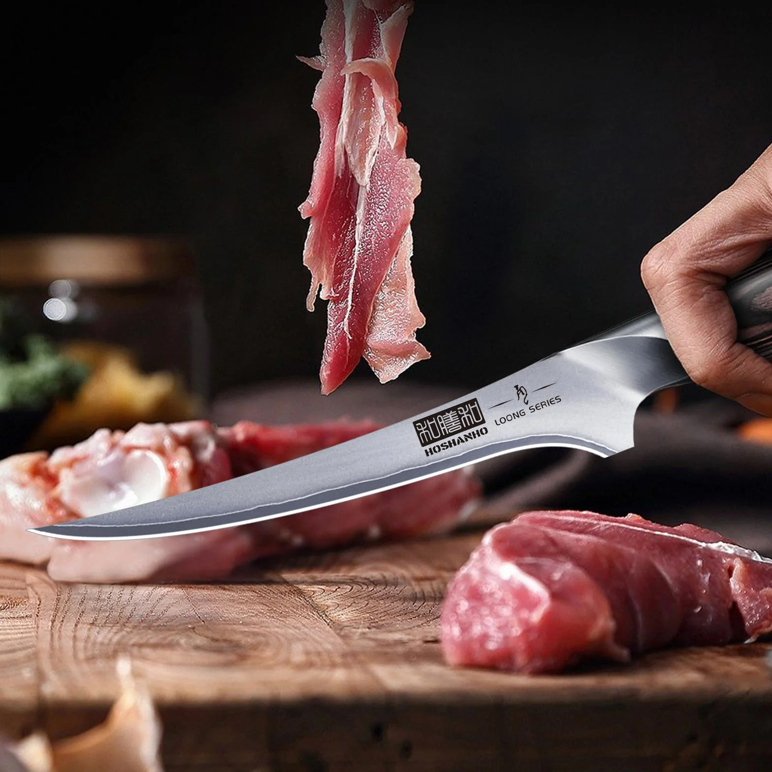 HOSHANHO Couteau à Filet Japonais 18cm Acier Haute Teneur en Carbone