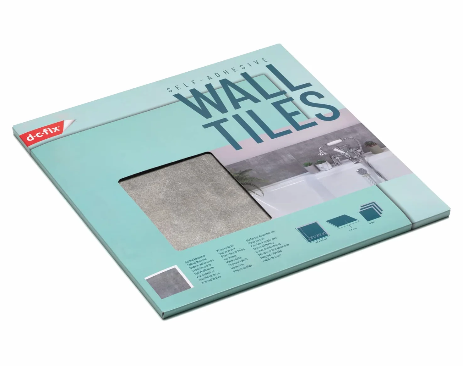 d-c-fix Carrelage Adhésif Béton Lot de 6 33x33 cm Gris étanche Décoratif