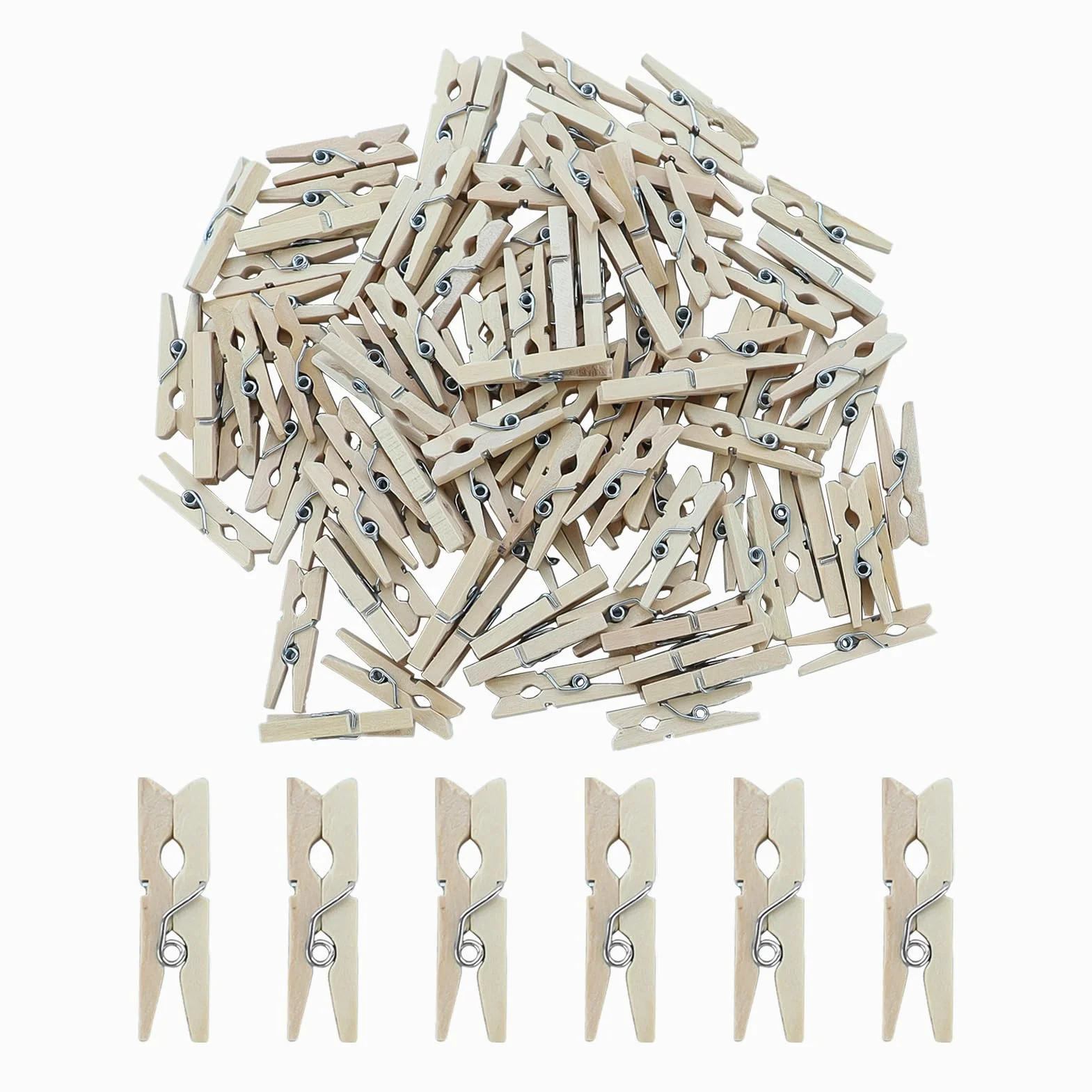 Lot de 110 pinces à linge en bois 2,5 cm, mini pinces à linge naturelles écologiques pour photos