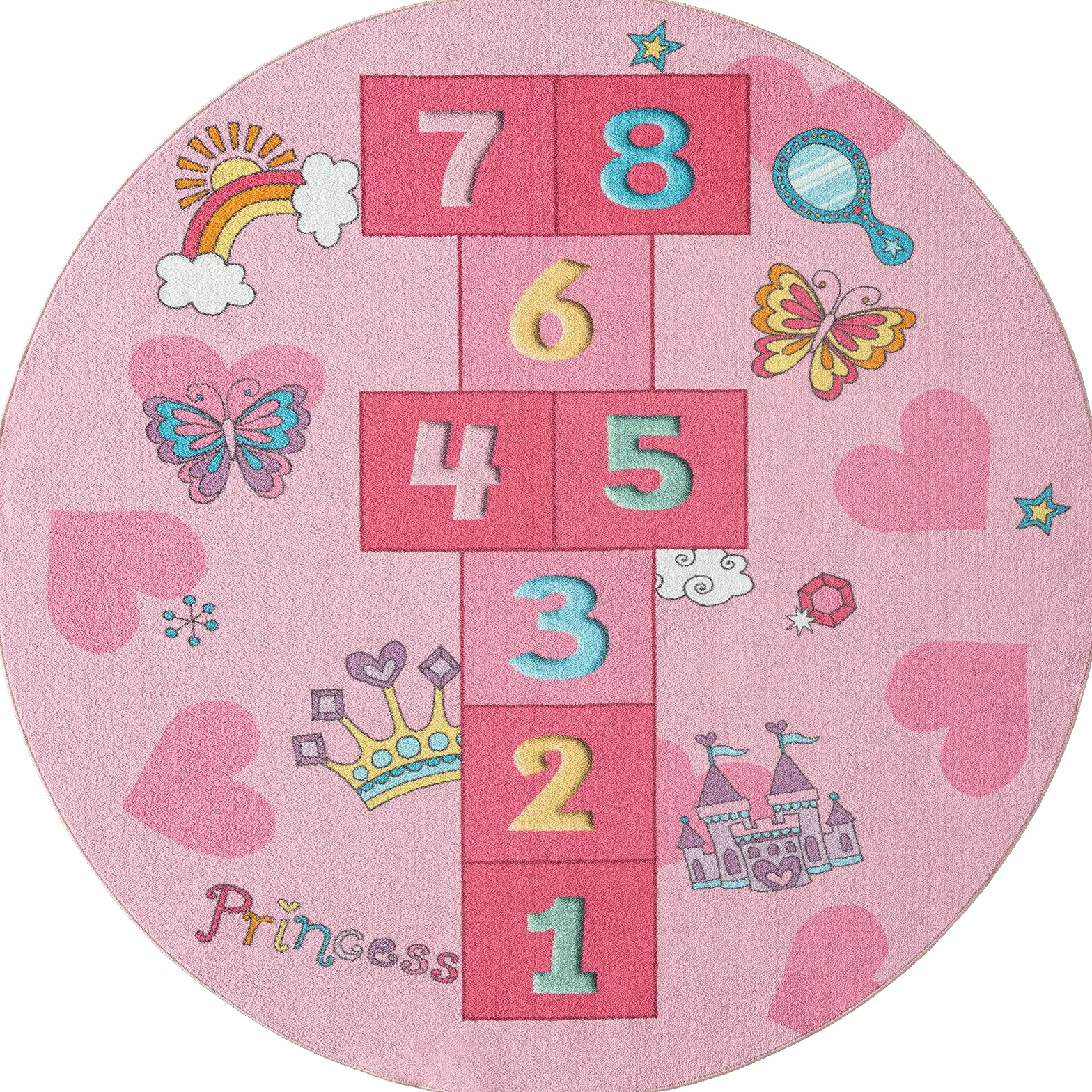 Happy Life Tapis de Jeu Lavable pour Enfant Motif Chiffres Rose 160 x 220 cm