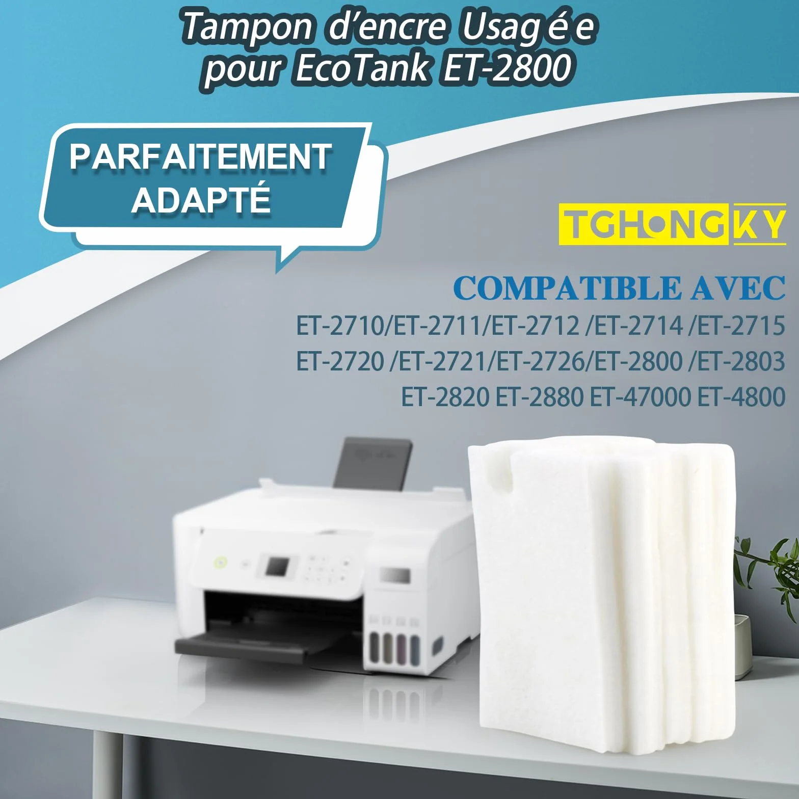 Eponges pour boîte d'entretien Epson EcoTank ET-2800 ET-2803 ET-2820 ET-2826 ET-2710 ET-2711 ET-2712 ET-2714 ET-2715