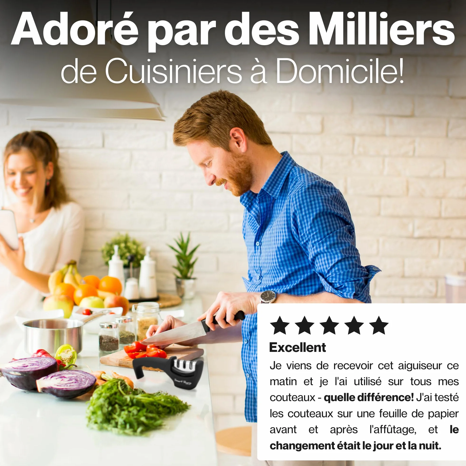Aiguiseur à couteaux de cuisine Smart Sharp 3 phases Lantana - pierre céramique carbure tungstène diamant