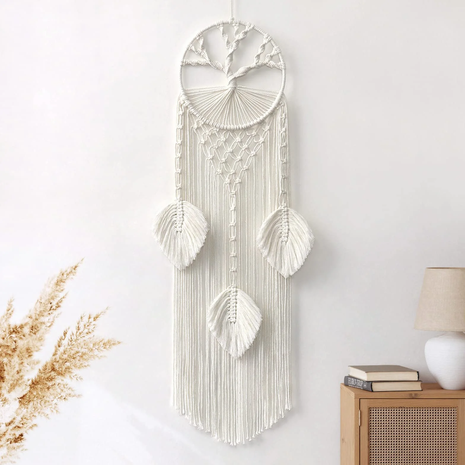 LOMOHOO Tapisserie Murale en Macramé Arbre de Vie Attrape Rêves Bohème