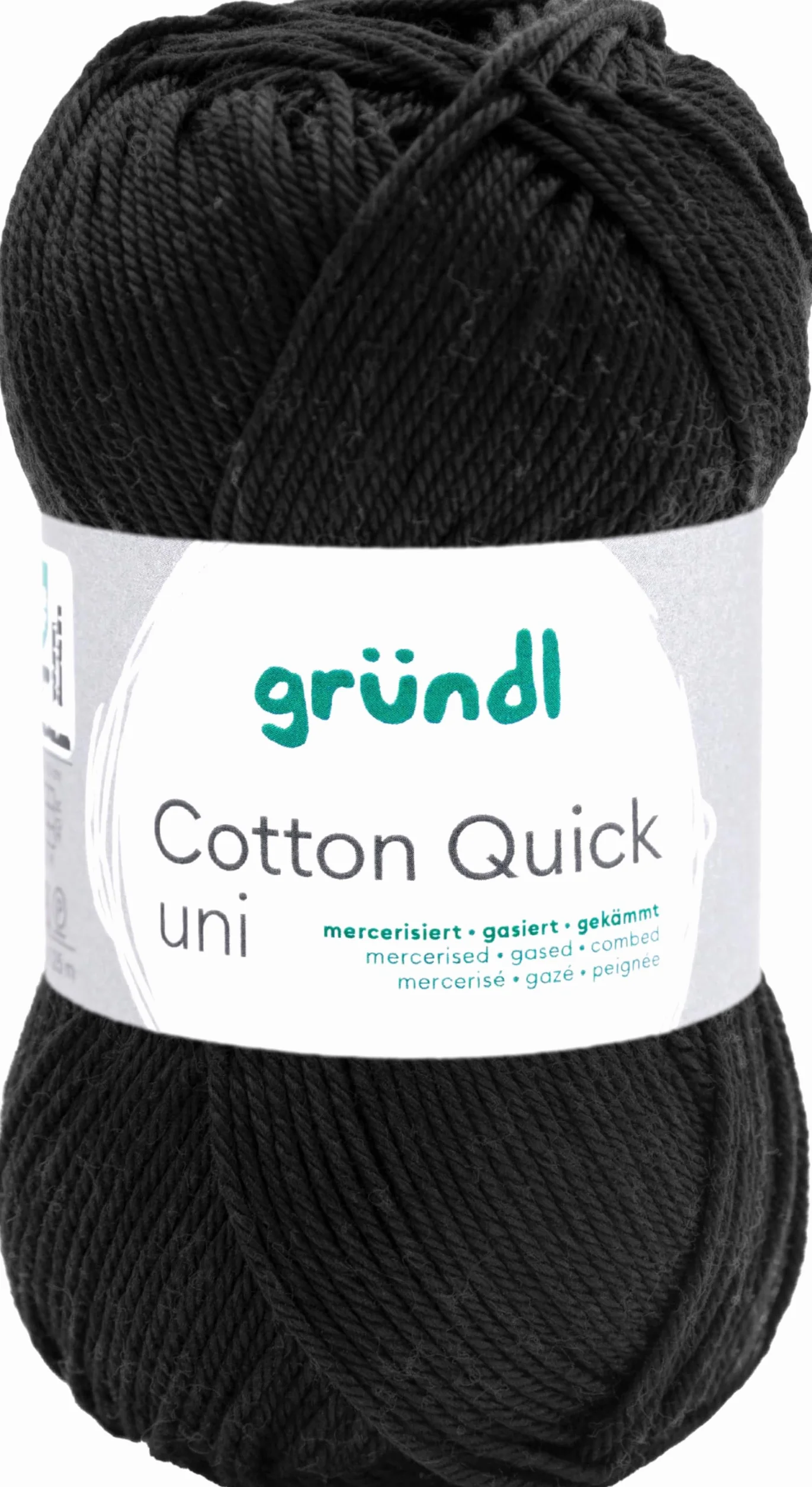 Gründl Laine Cotton Quick uni 100% coton 50 g 125 m noir fil à tricoter crocheter aiguille 3-4