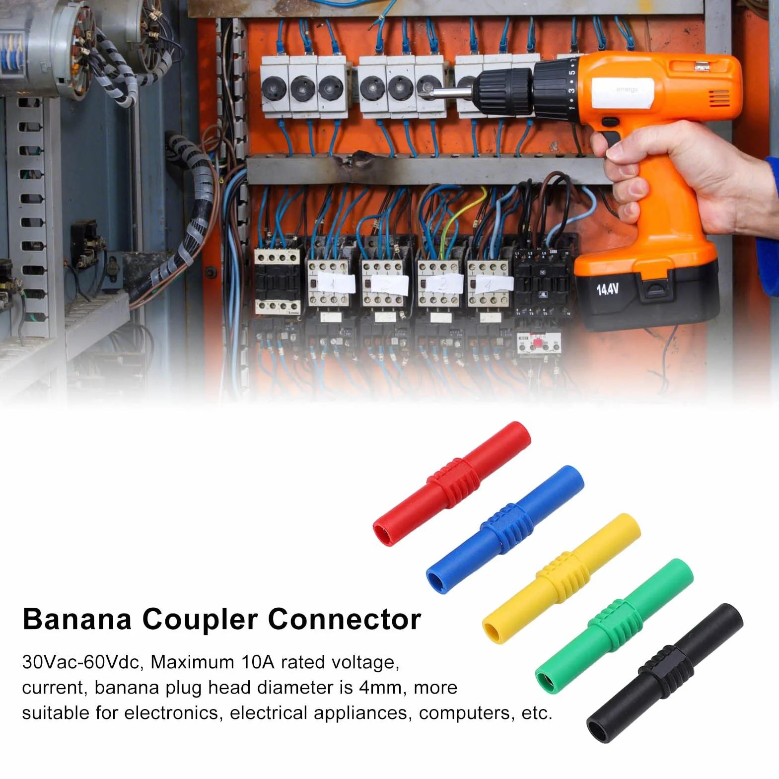Izolowany łącznik Bananowy, Izolowany łącznik Bananowy 4mm Gniazdo Bananowe żeńskie na żeńskie Wtyki Bananowe Adapter Sondy Pomiarowej Sprzęgła, Złącza Głośnikowe
