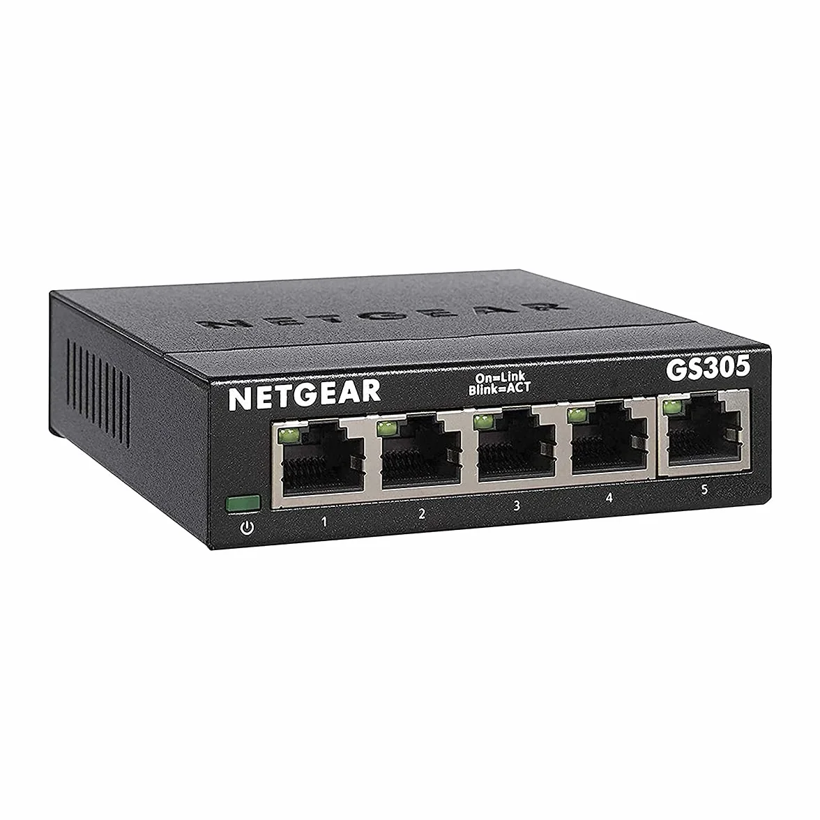 NETGEAR Przełącznik sieciowy GS305 LAN 5-portowy przełącznik sieciowy (gigabitowy typu plug-and-play, LAN, koncentrator Ethernet bez wentylatora, solidna metalowa obudowa), czarny