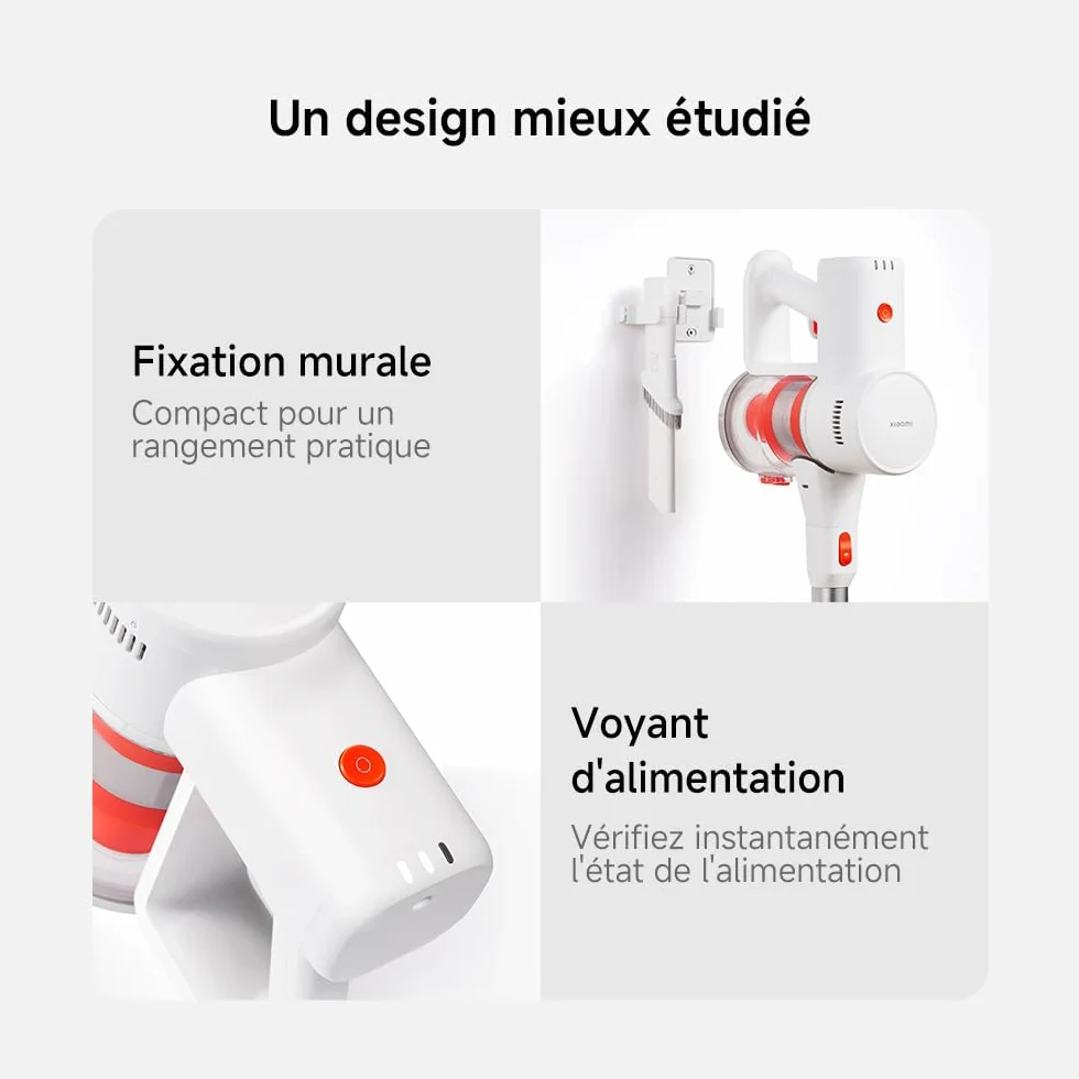 XIAOMI G20 Lite Aspirateur Balai sans Fil, Puissance 18 kPa, Jusqu'à 40 Min d'Autonomie, Détection Poussière Lumière Blanche, Vidage en 1 Clic, Brosse 2-en-1, Nettoyage Canapé & Clavier